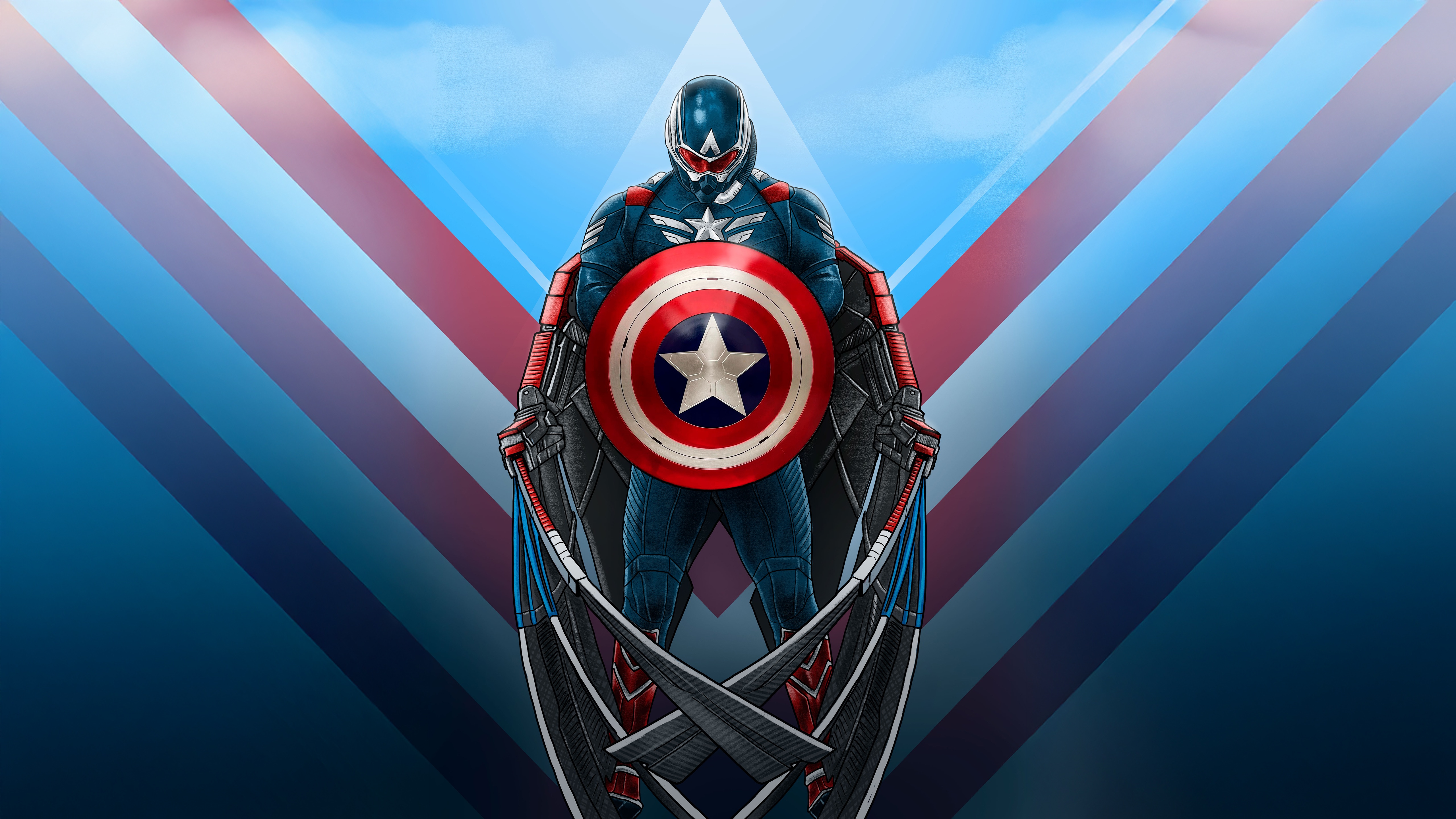 Captain America with Wings and Shield HD Wallpaper