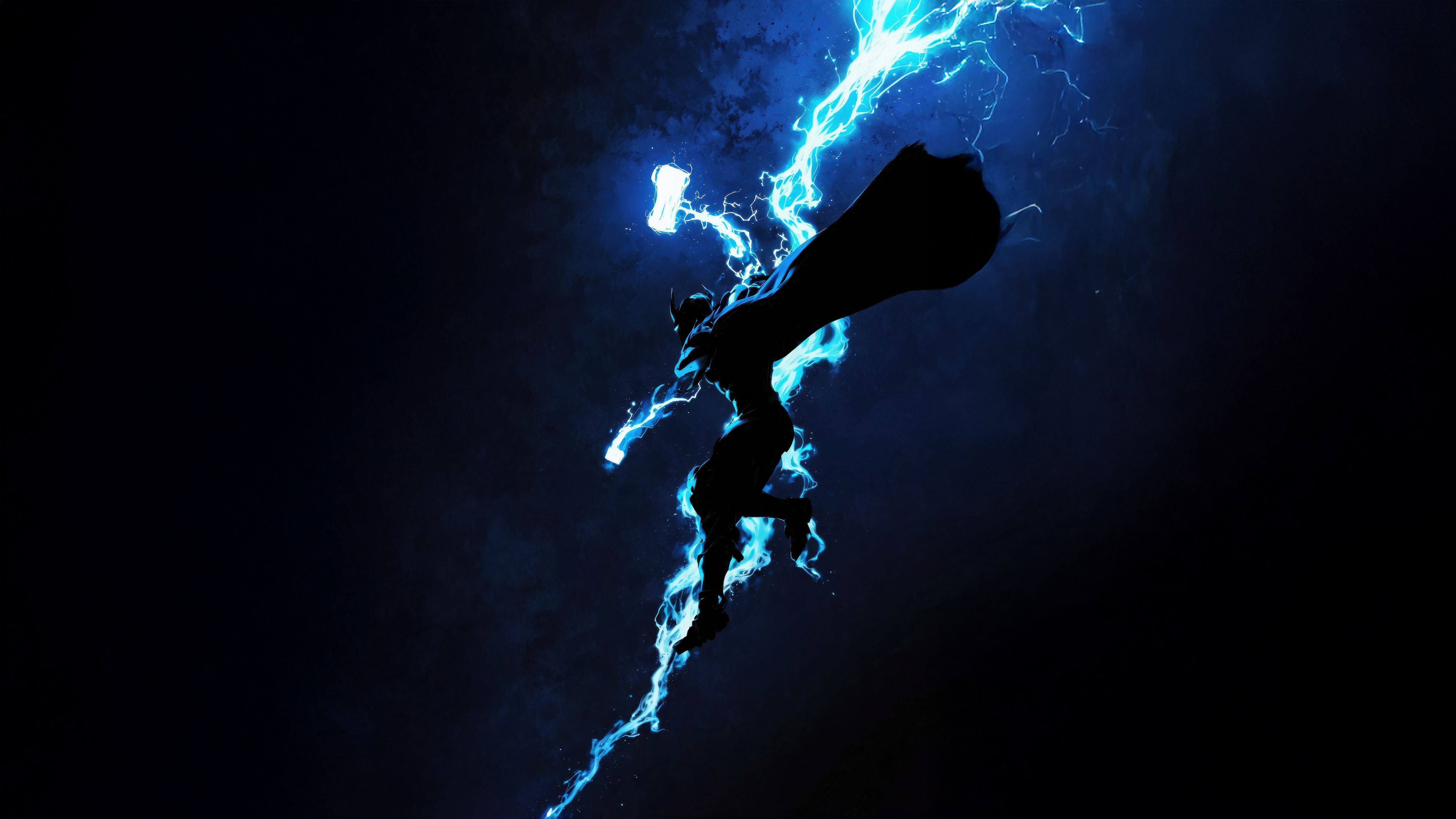 Thor with Mjolnir and Lightning Aura HD Wallpaper