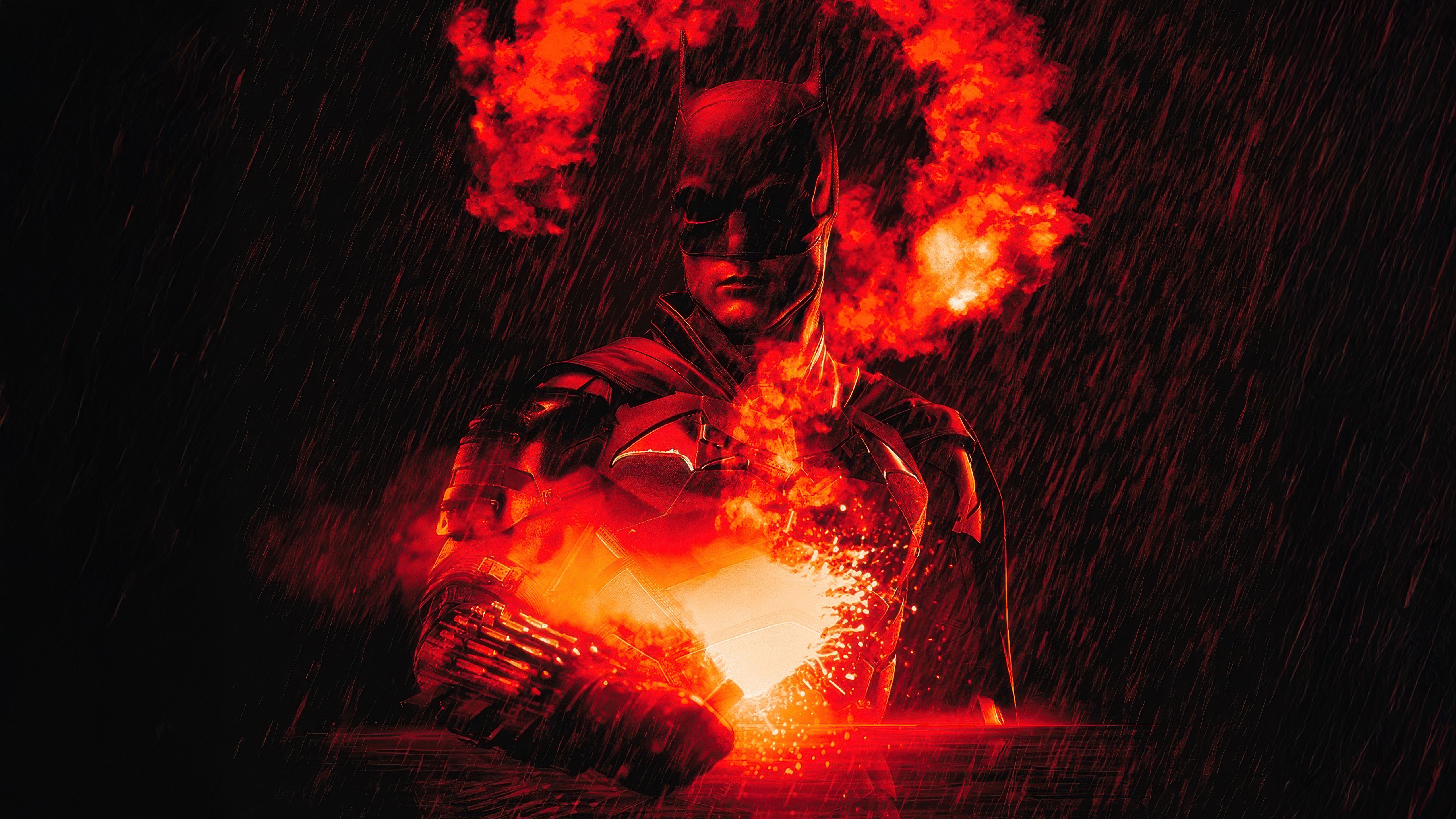 The Batman in Red Flames HD Wallpaper
