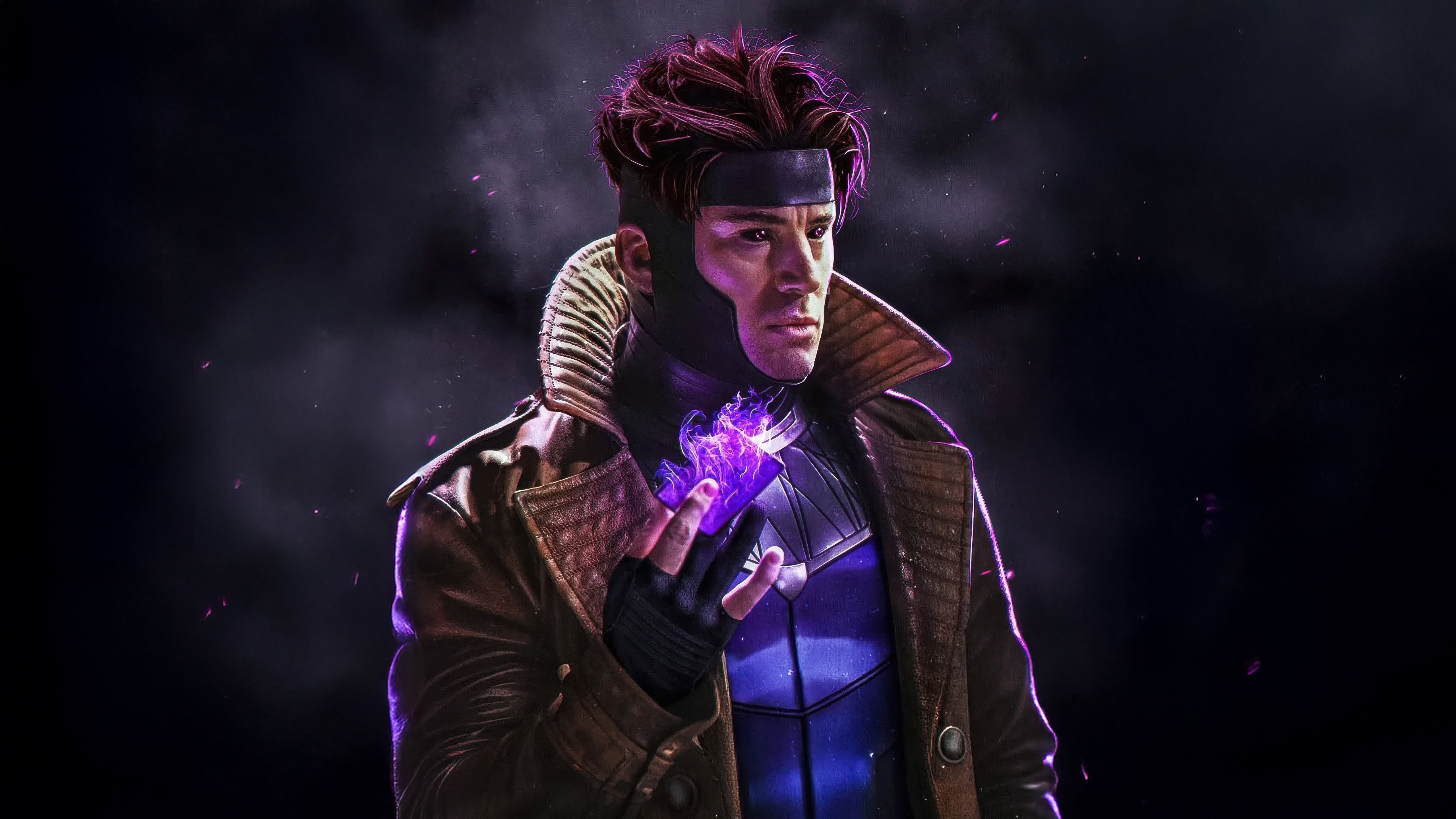 Gambit with a glowing playing card HD Wallpaper