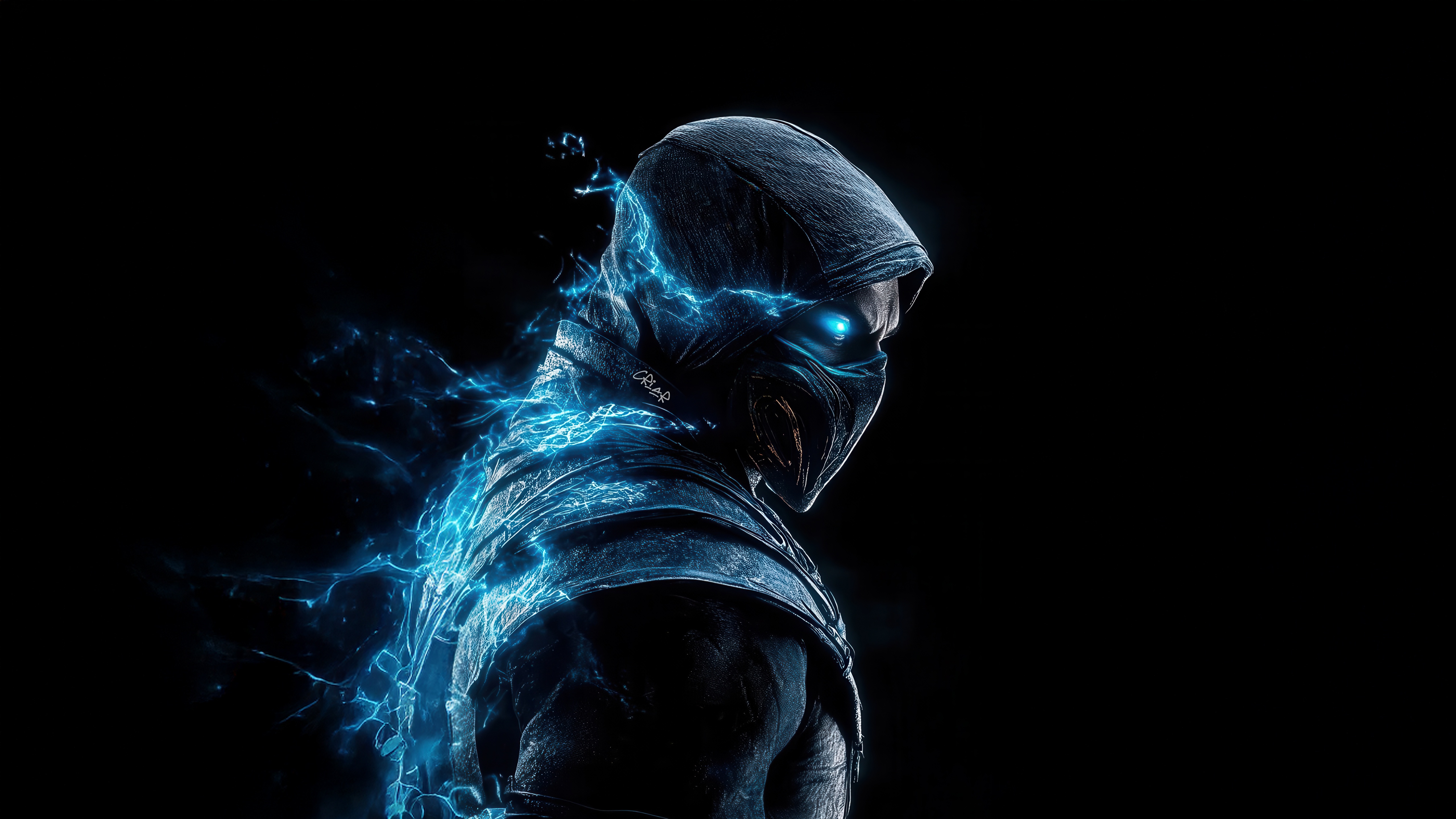 Sub Zero from Mortal Kombat with blue energy HD Wallpaper