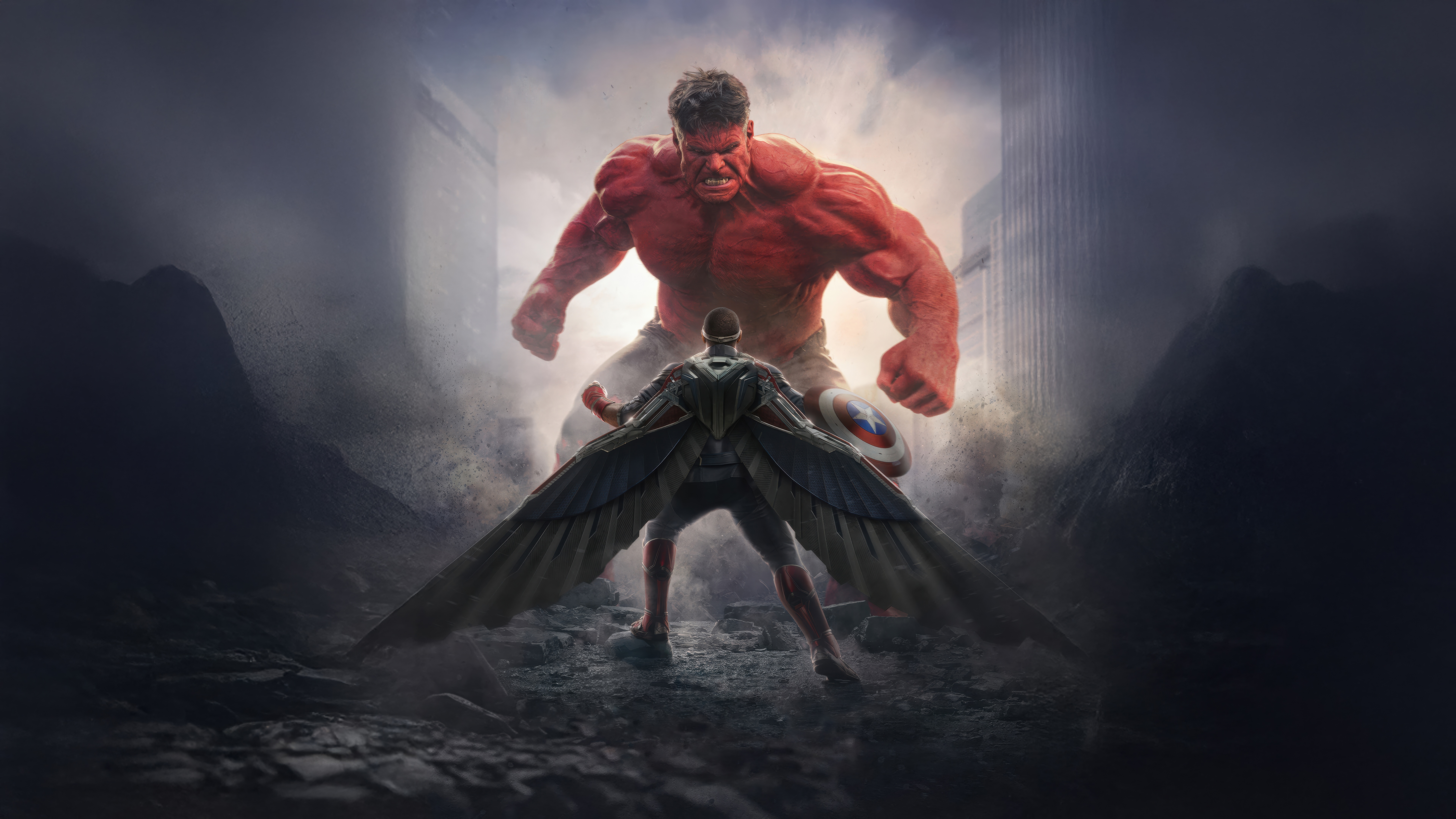 Red Hulk vs. Falcon Captain America HD Wallpaper