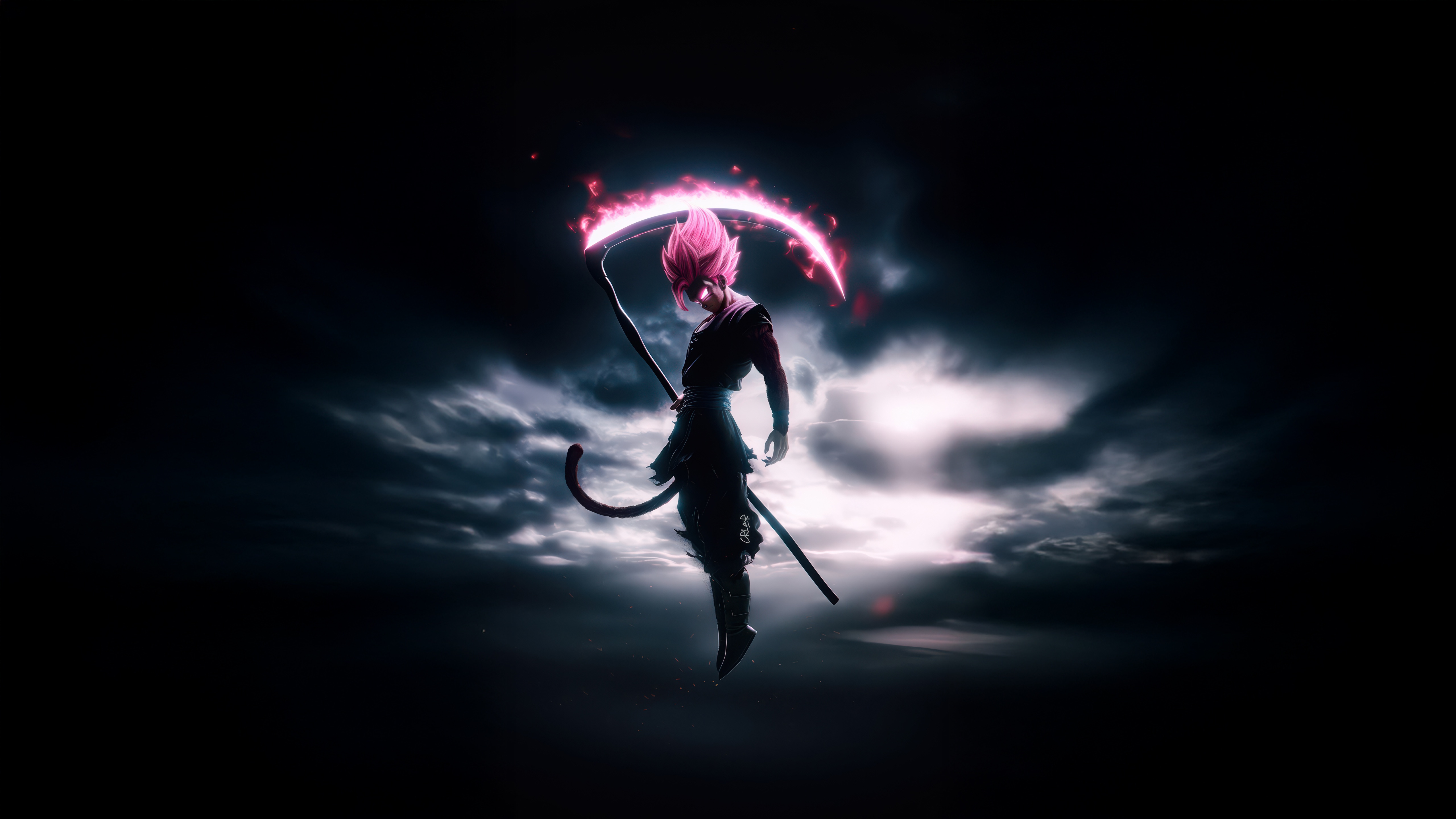 Goku Black with Scythe in Dark Sky HD Wallpaper