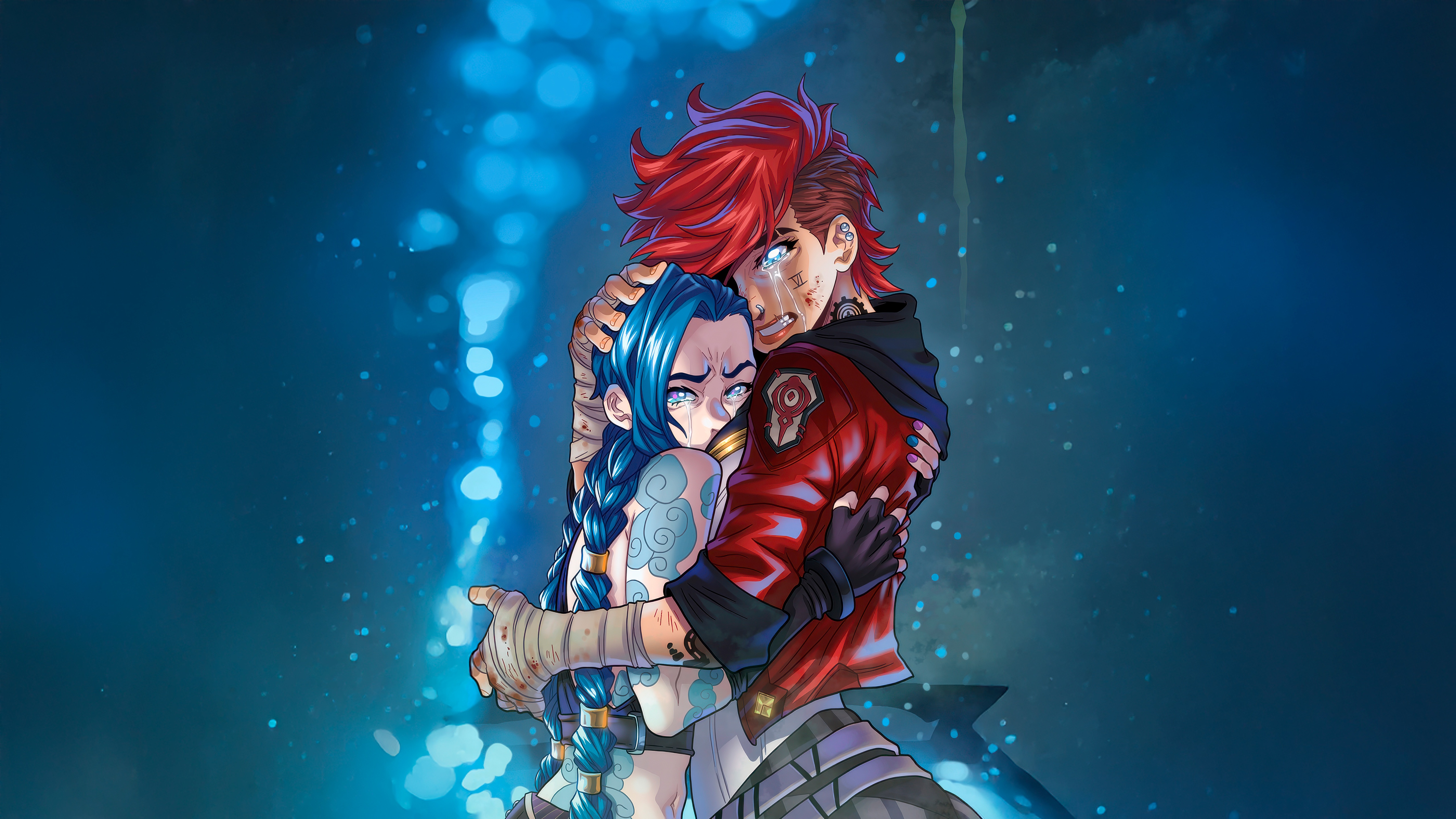 Arcane Jinx and Vi Hugging HD Wallpaper