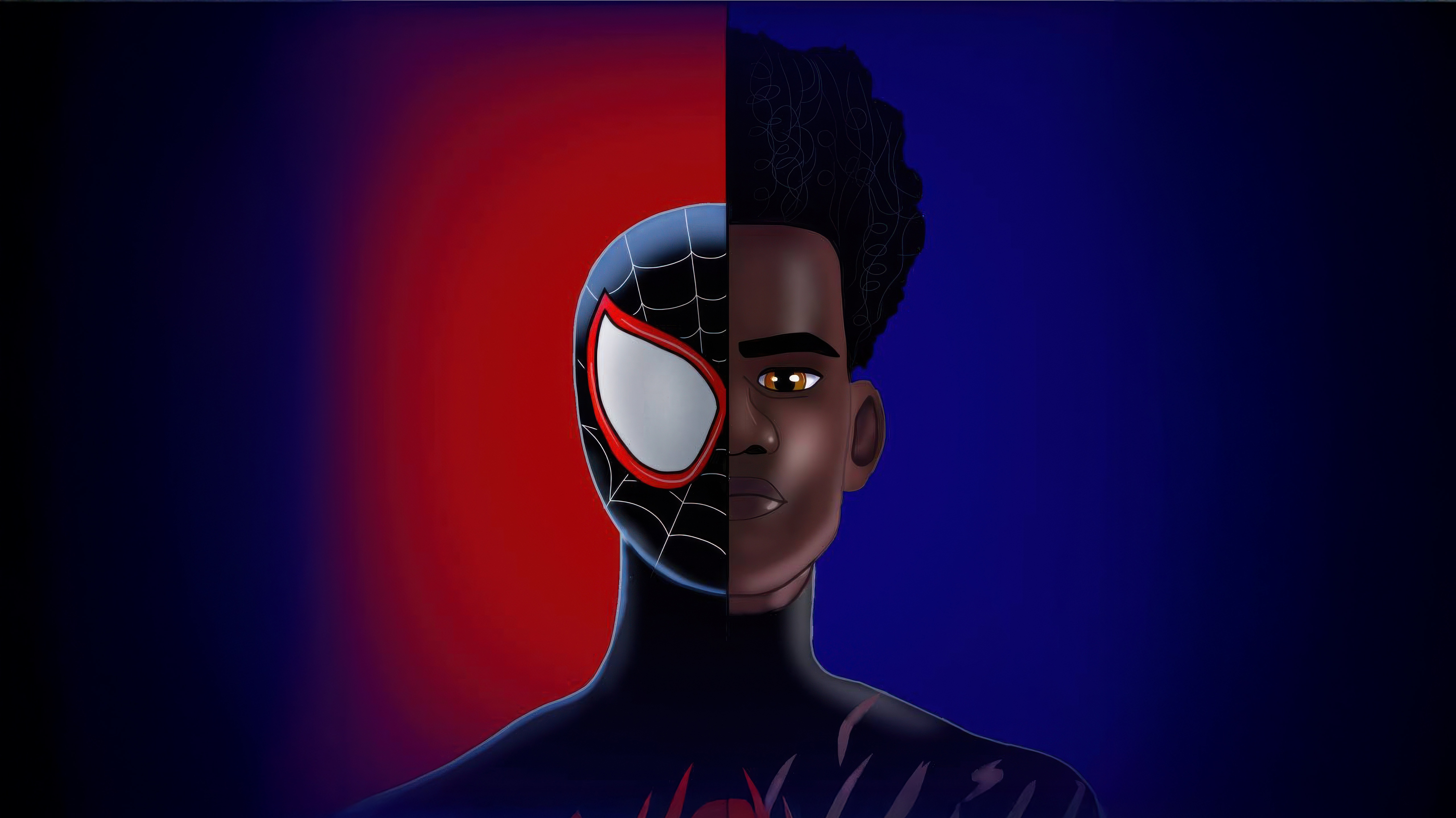 Miles Morales Spider-Man Split Portrait HD Wallpaper