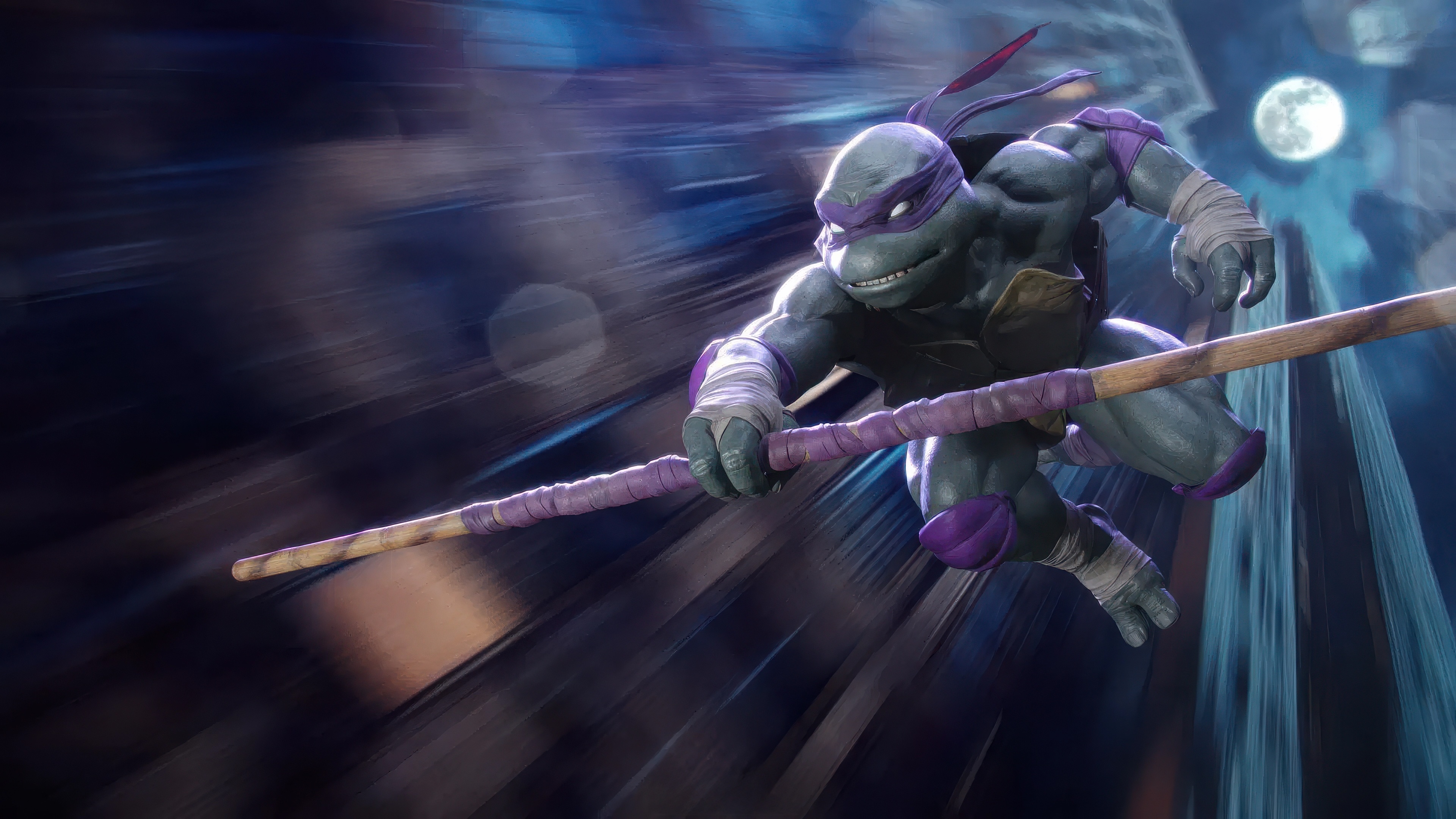 Donatello from Teenage Mutant Ninja Turtles in action HD Wallpaper