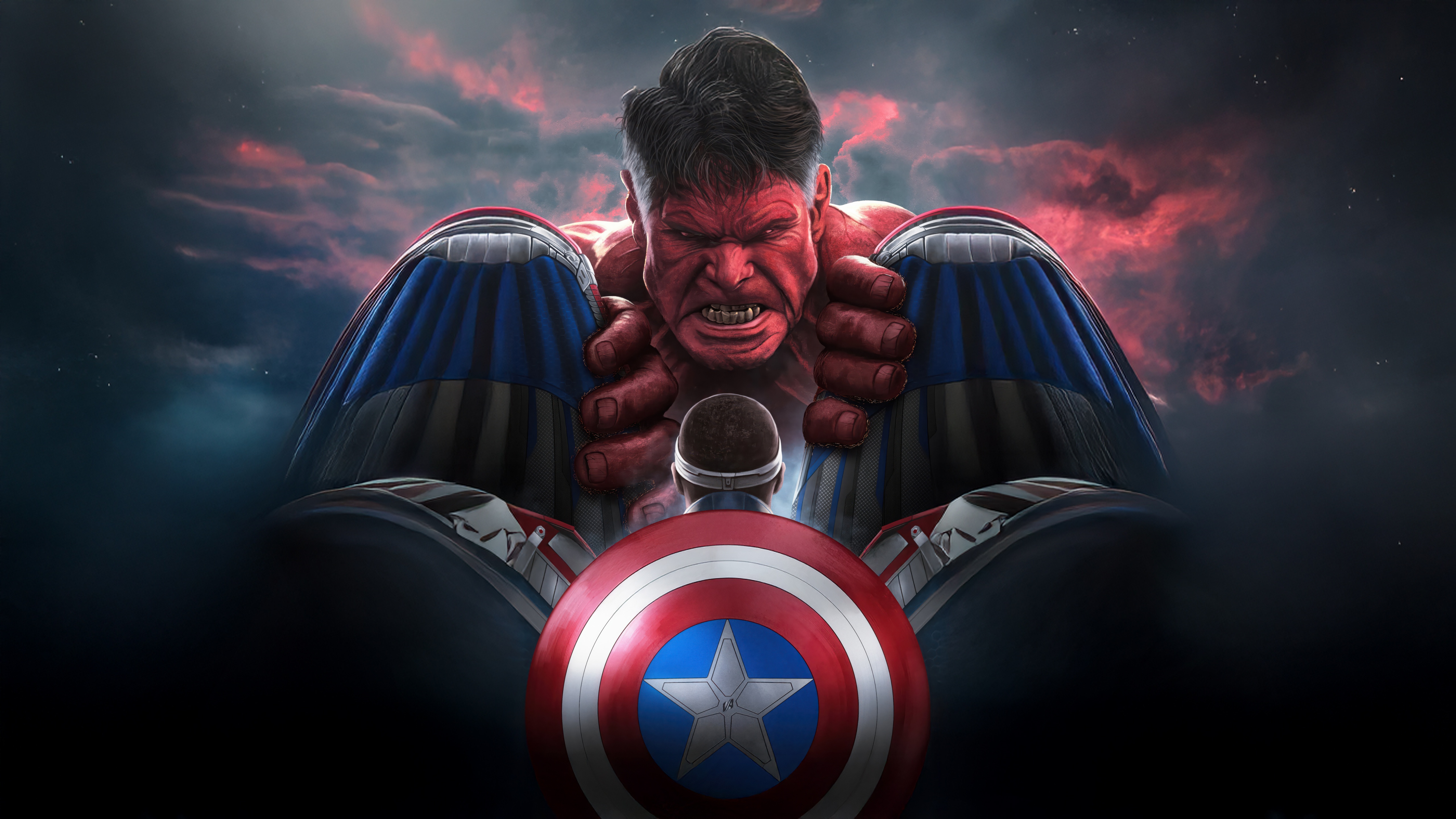 Red Hulk vs Captain America HD Wallpaper