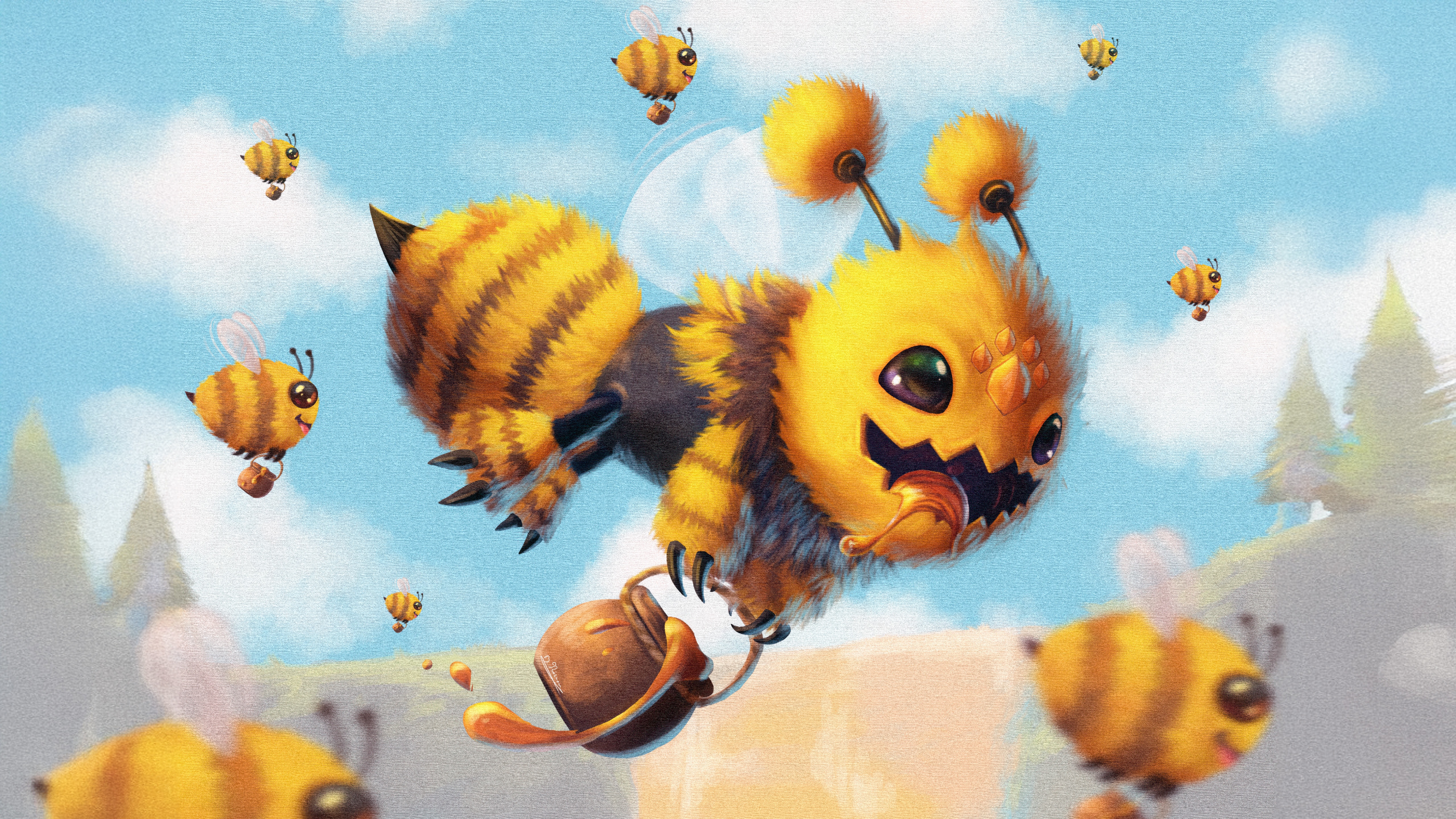 Fantasy Bees The Fluffy Monarch HD Wallpaper