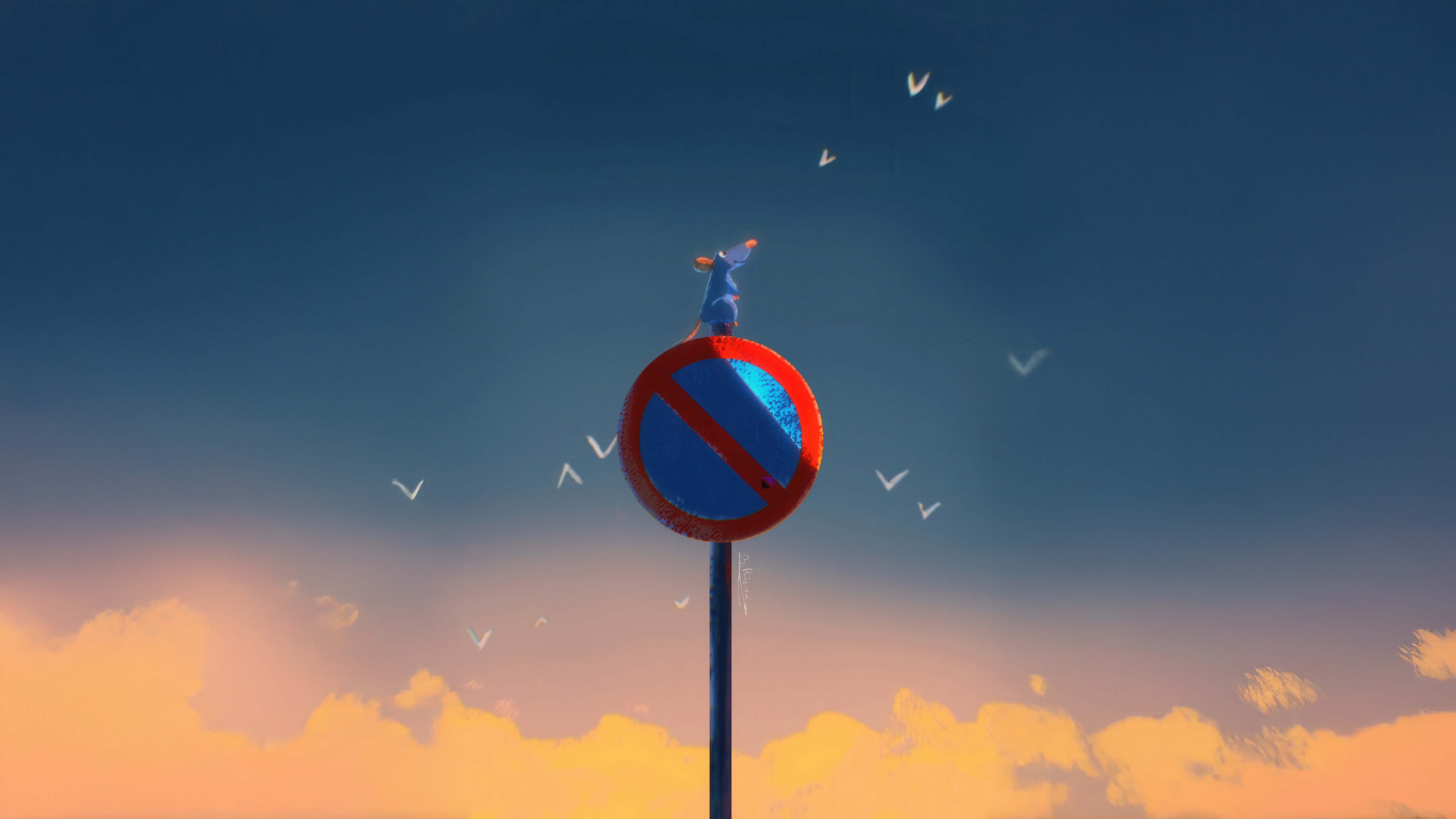 The Rat On The Signal Board HD Wallpaper