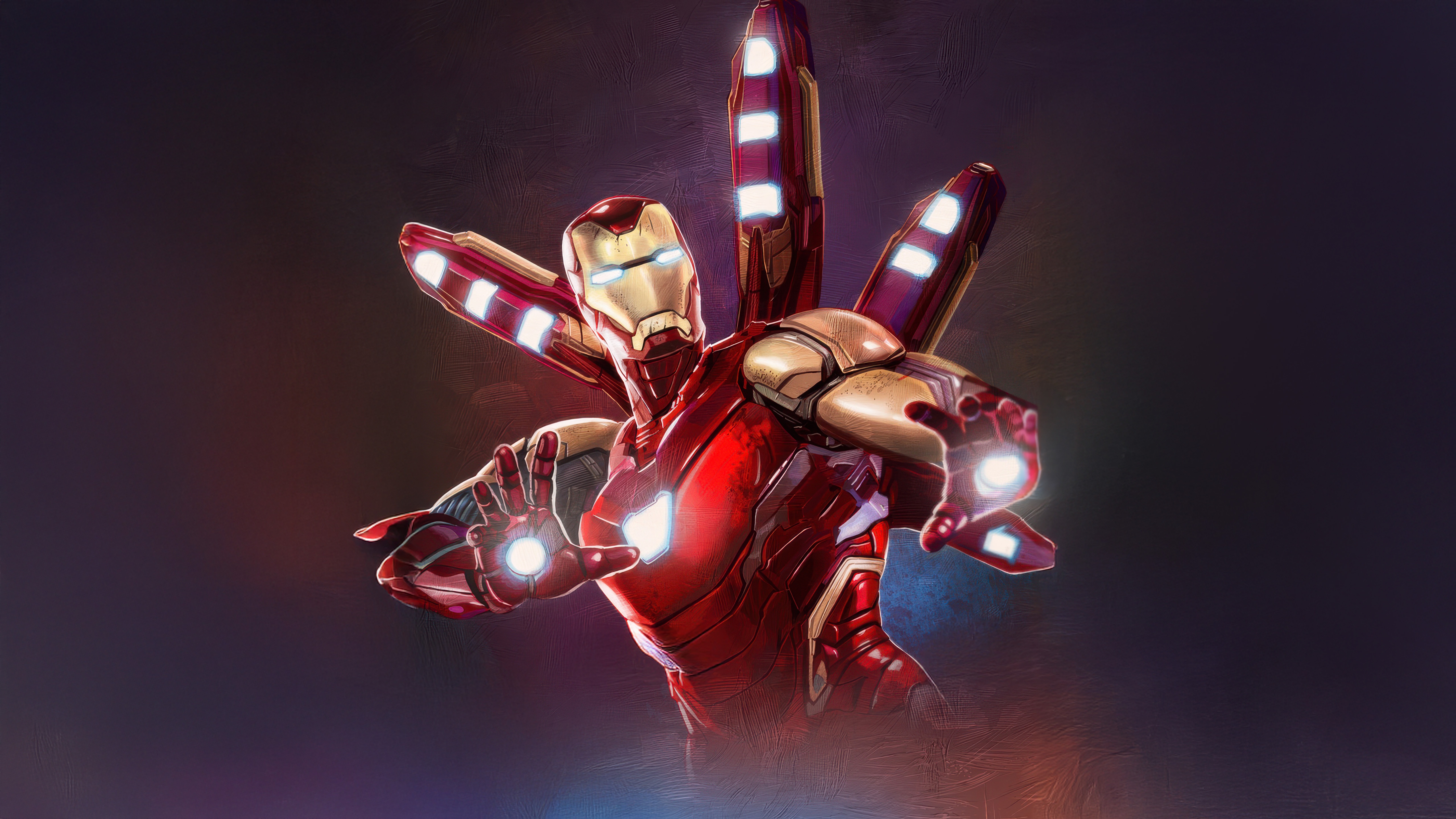 Iron Man with repulsor rays and wing-like devices HD Wallpaper