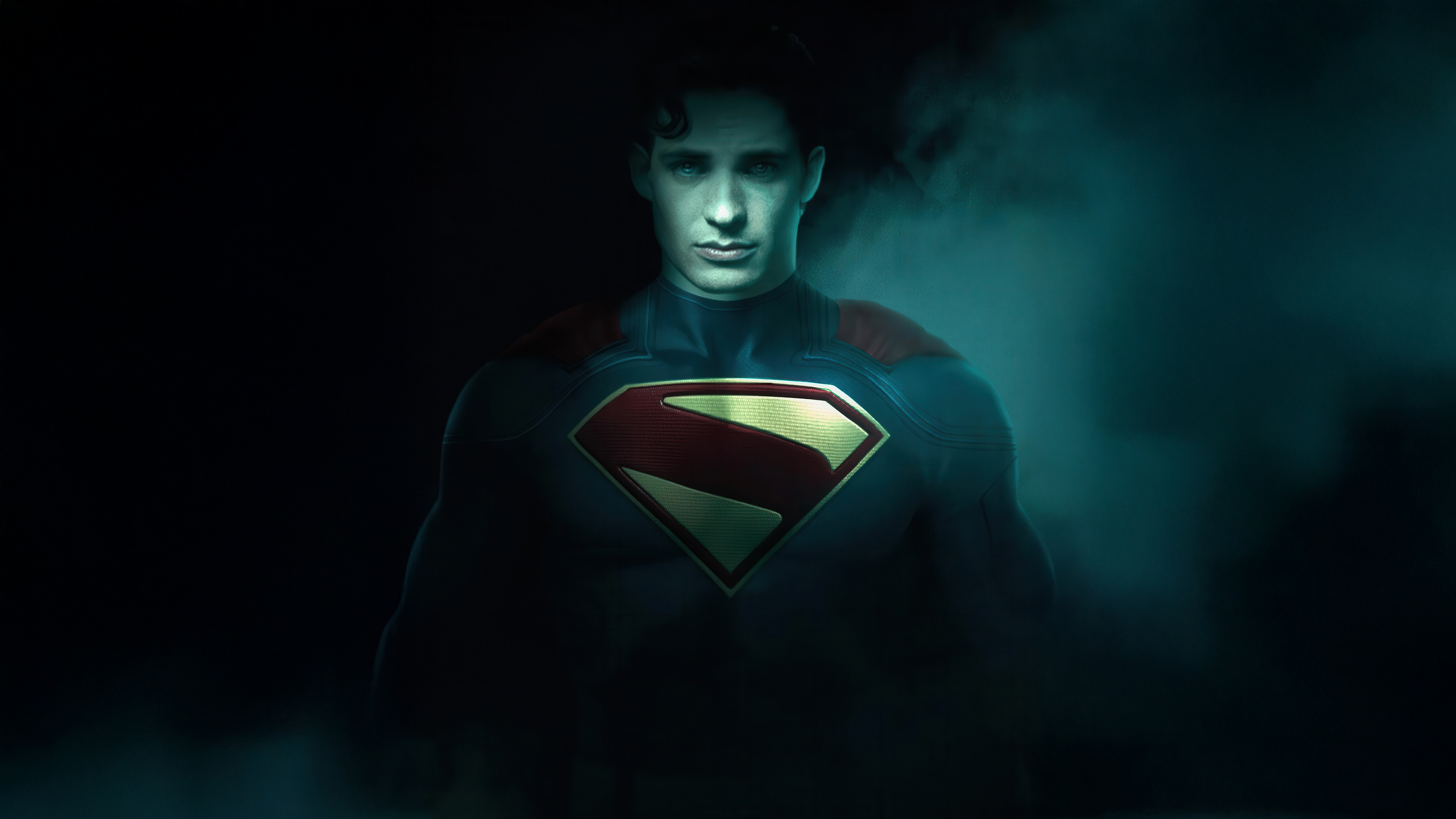 Superman in a dark, smoky environment HD Wallpaper