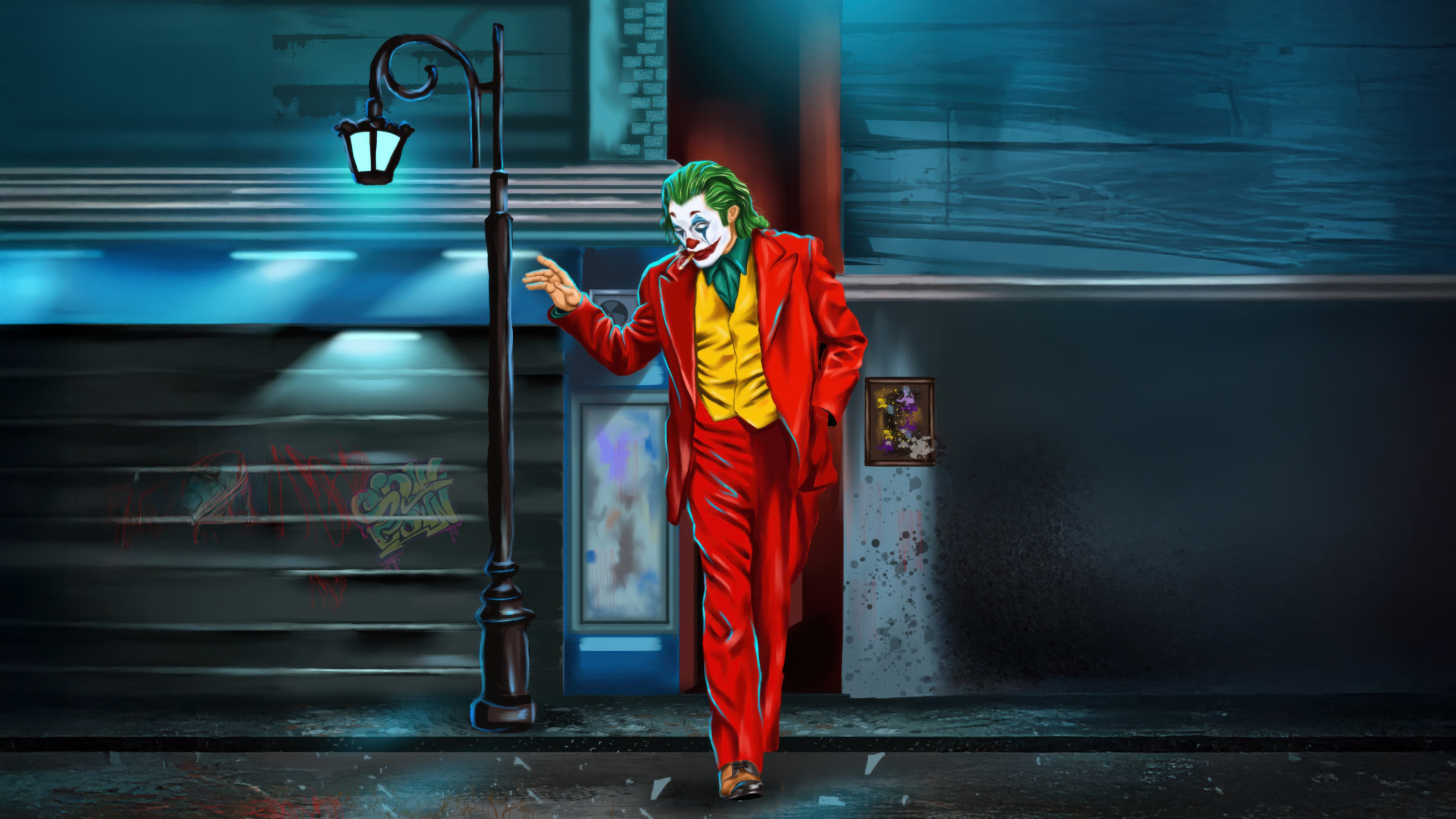 The Joker Unleashed on a City Street HD Wallpaper