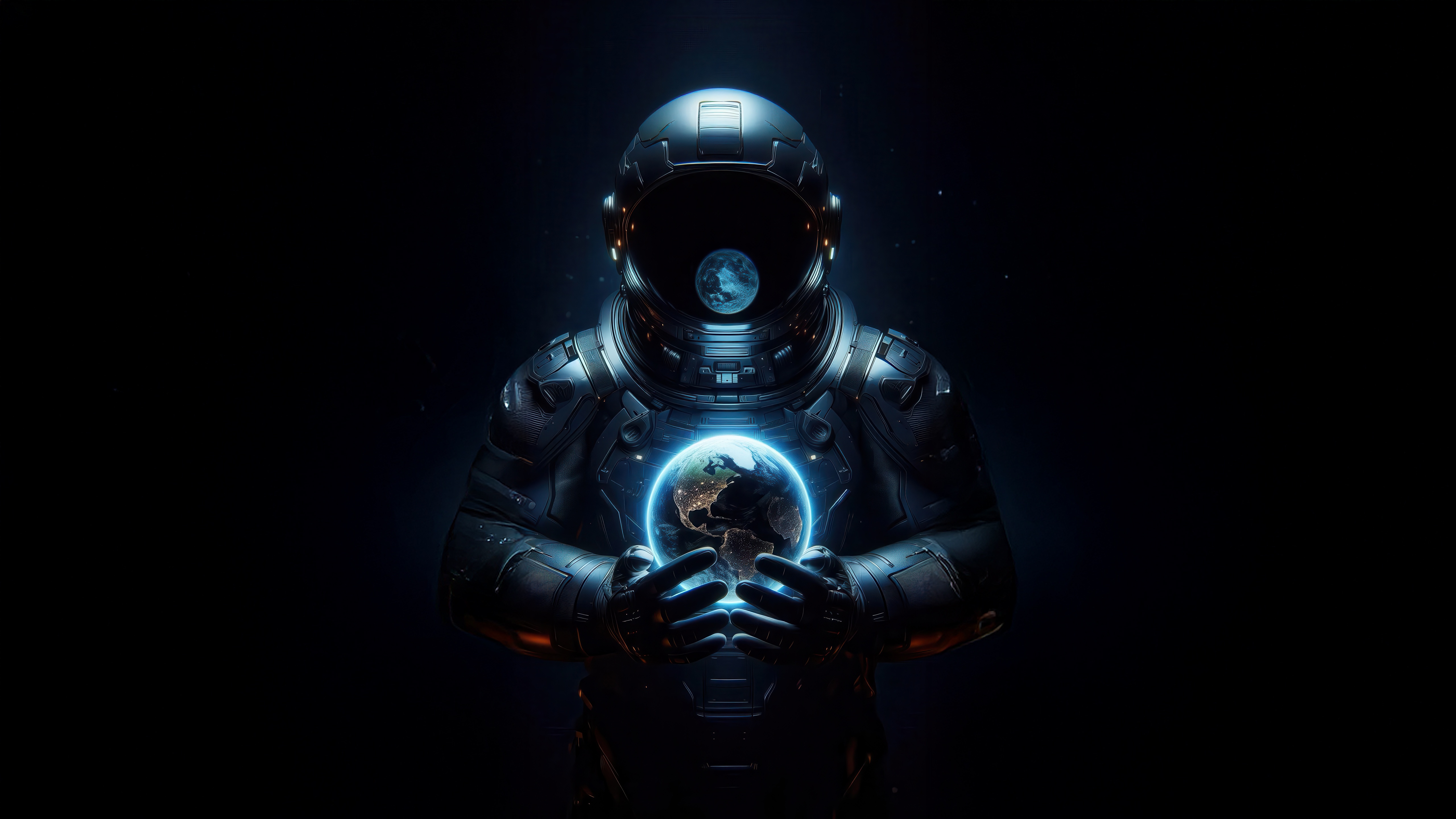 Astronaut holding Earth in space HD Wallpaper