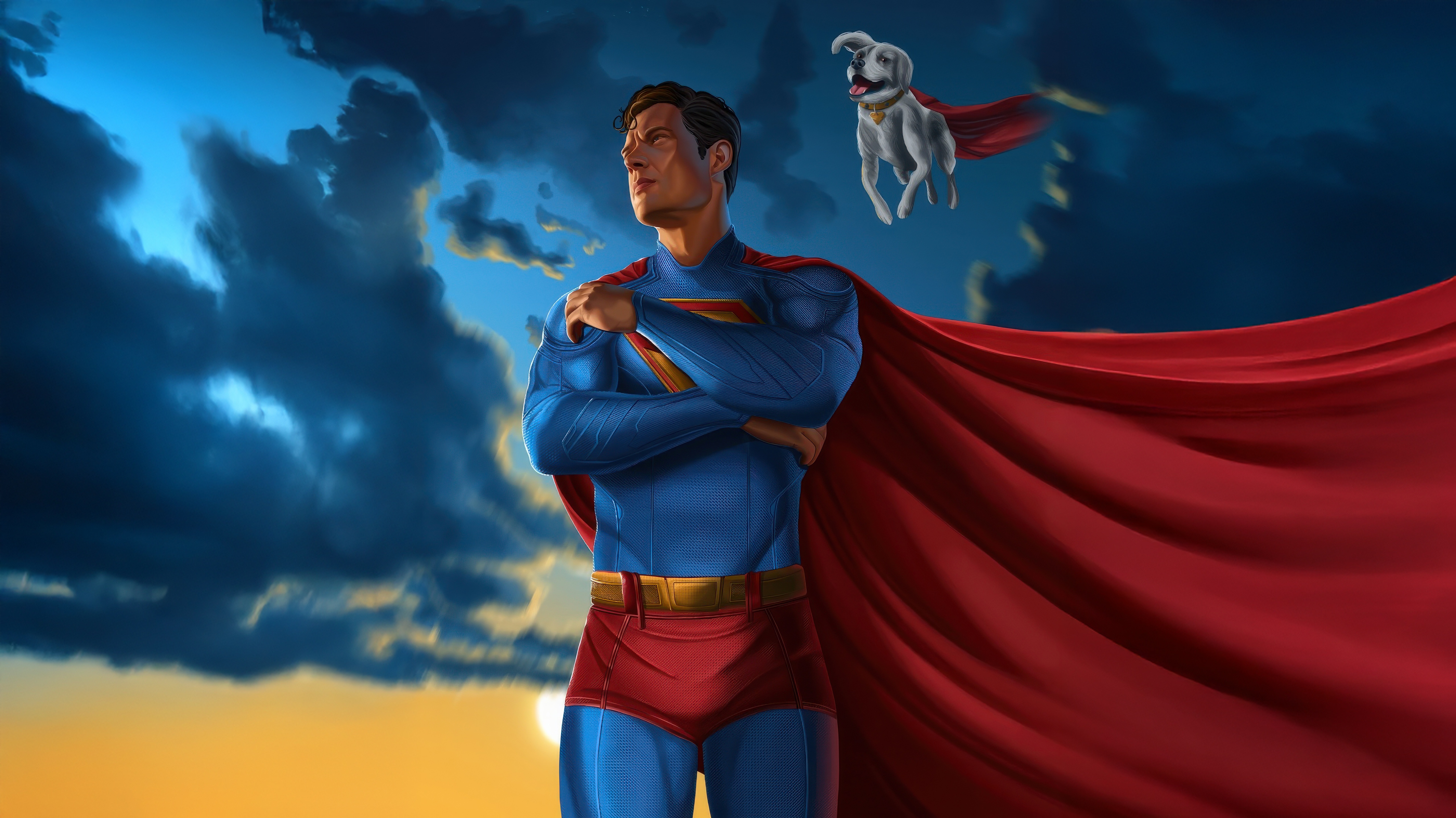 Superman and Krypto the Superdog in the sky HD Wallpaper