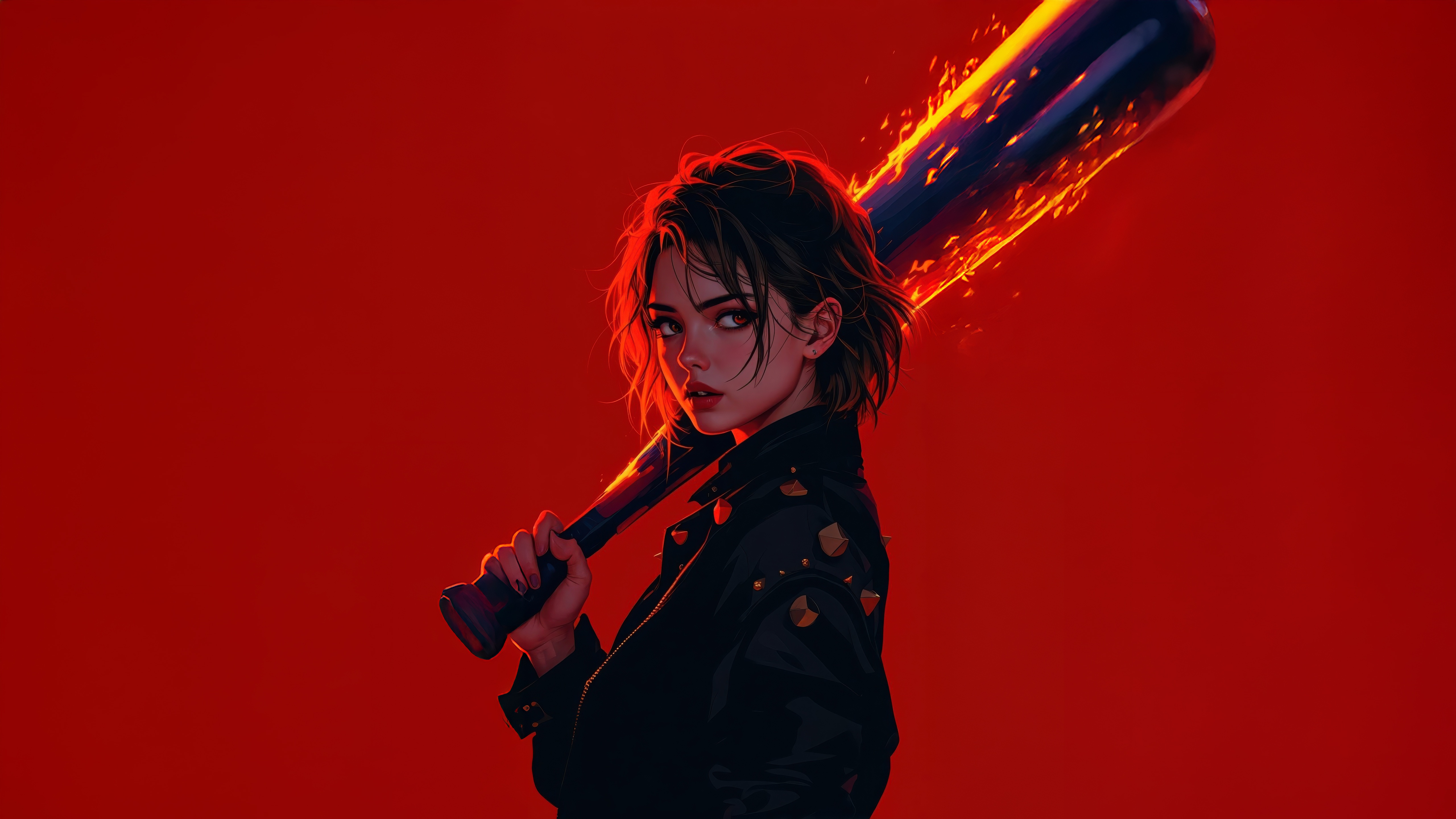 Inferno Queen with Fiery Bat HD Wallpaper