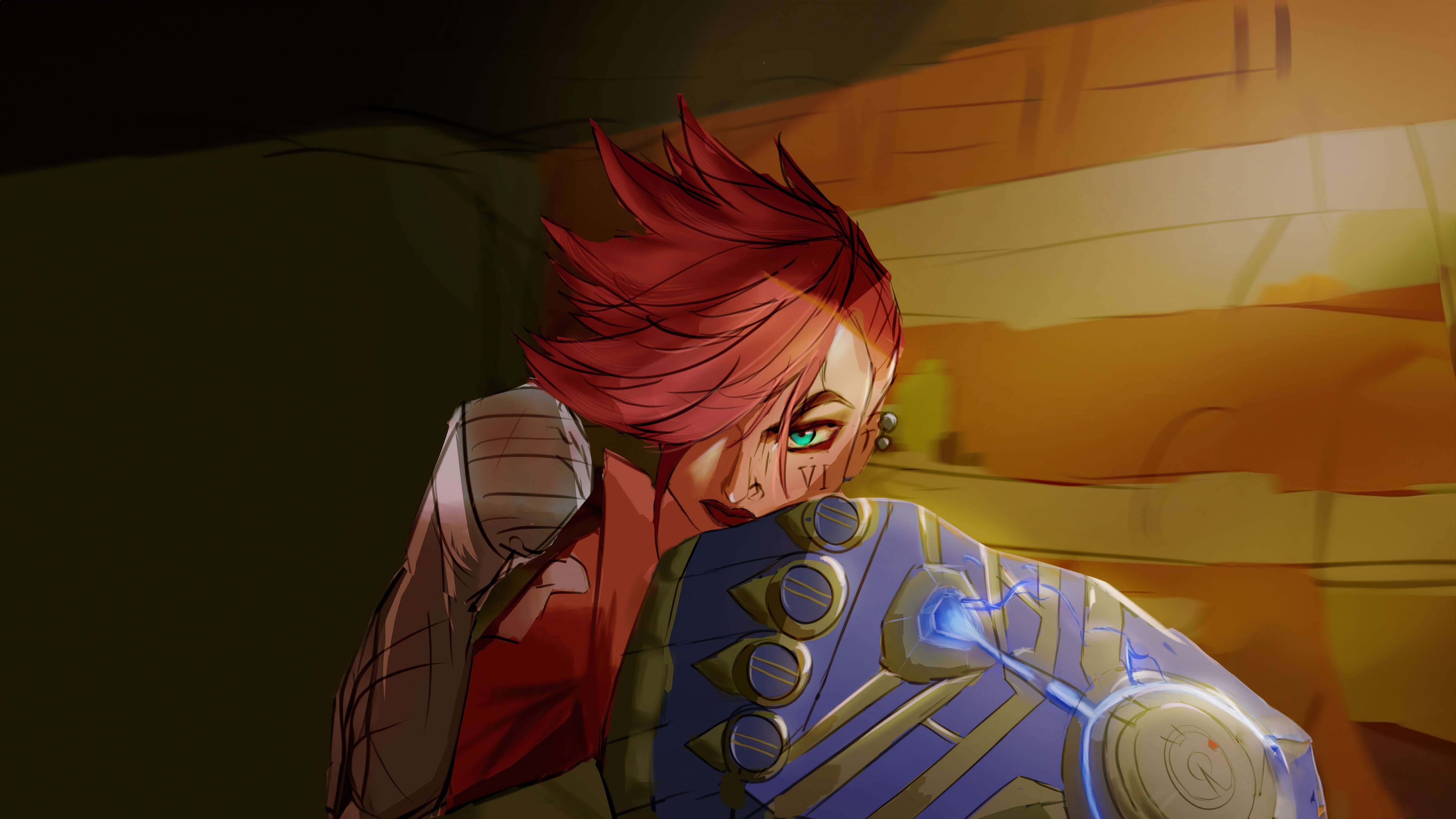 Arcane Vi holding a shield HD Wallpaper