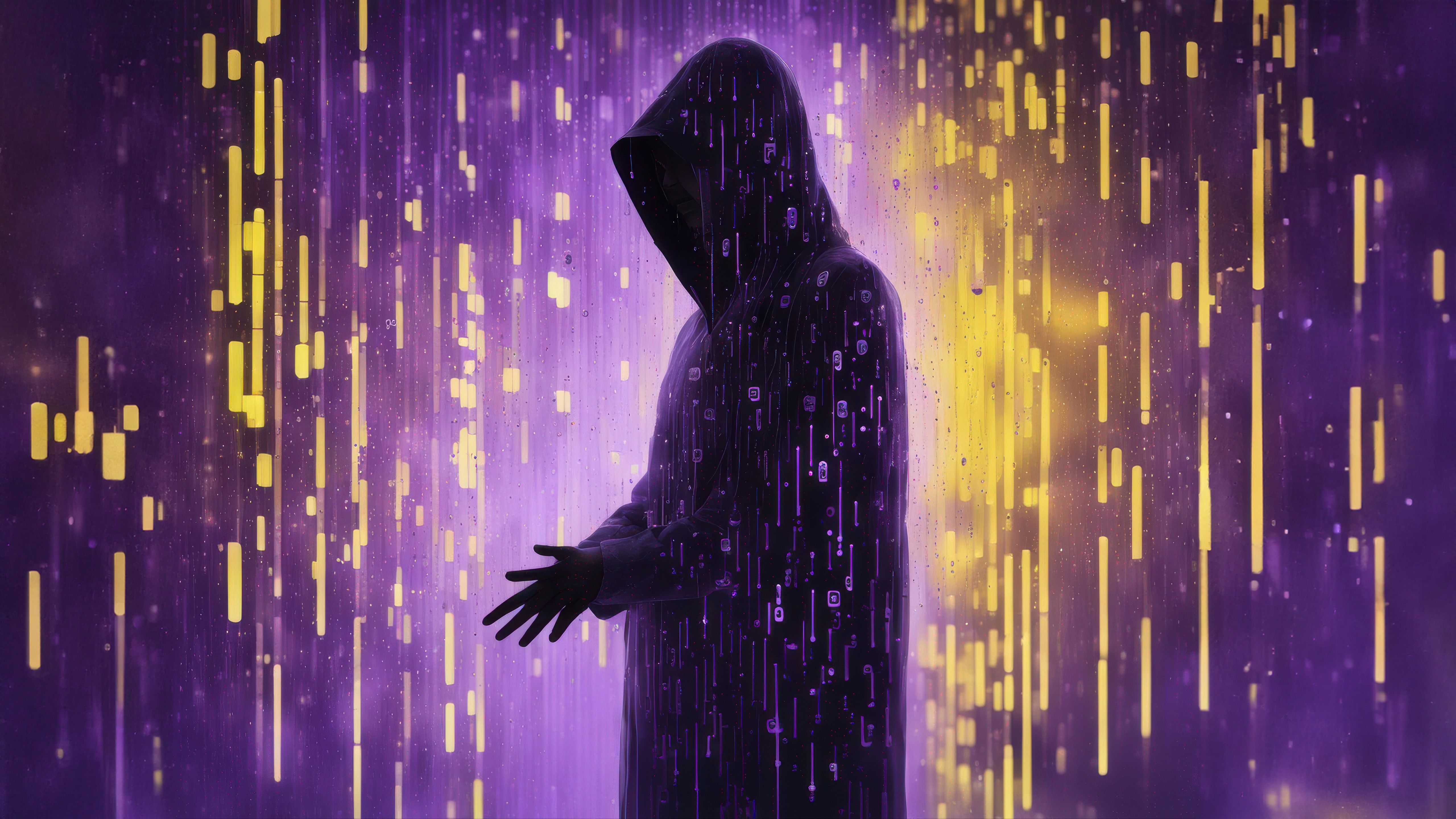 Hacker in Digital Rain HD Wallpaper