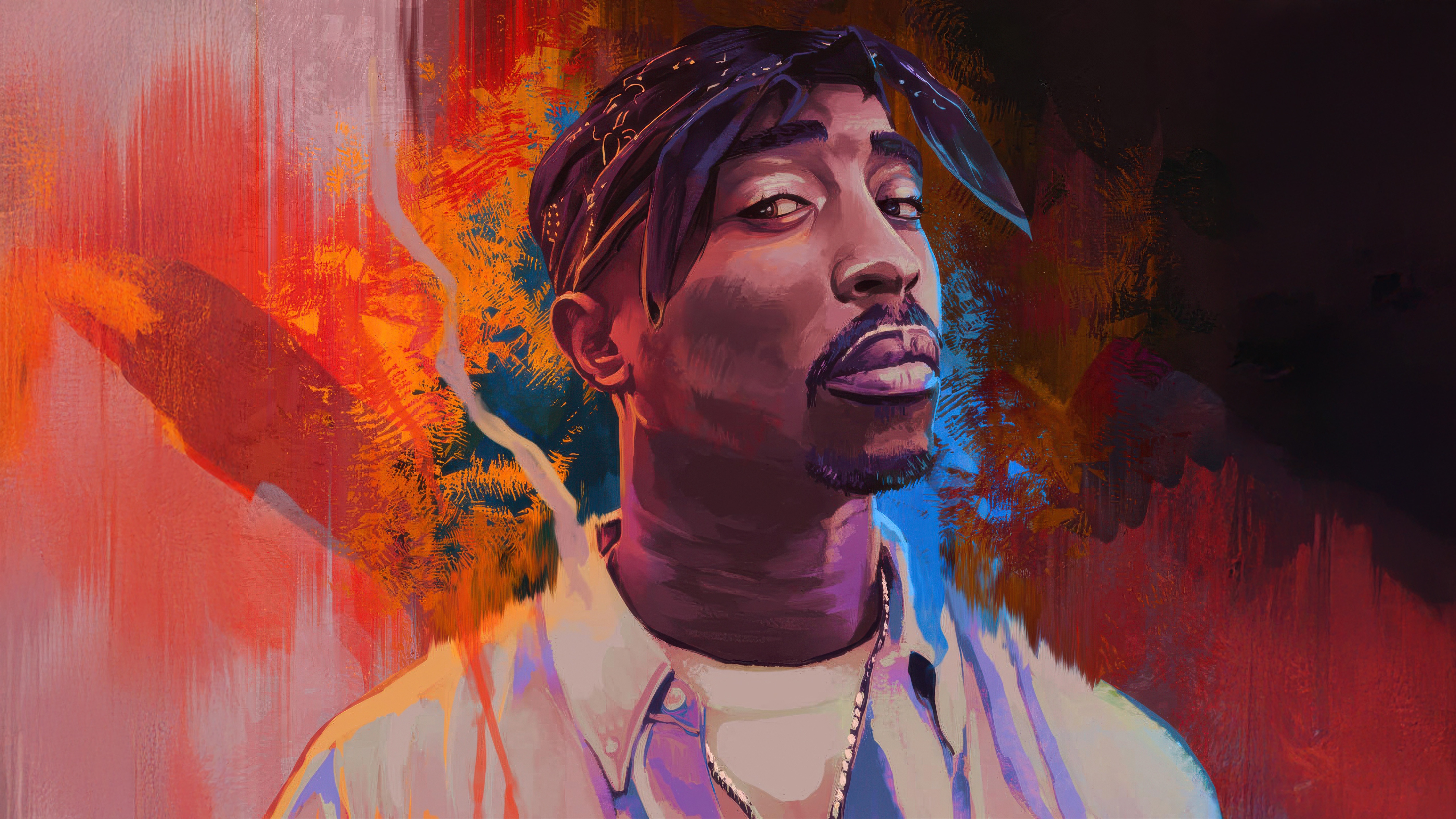 Tupac Shakur Portrait with Abstract Background HD Wallpaper