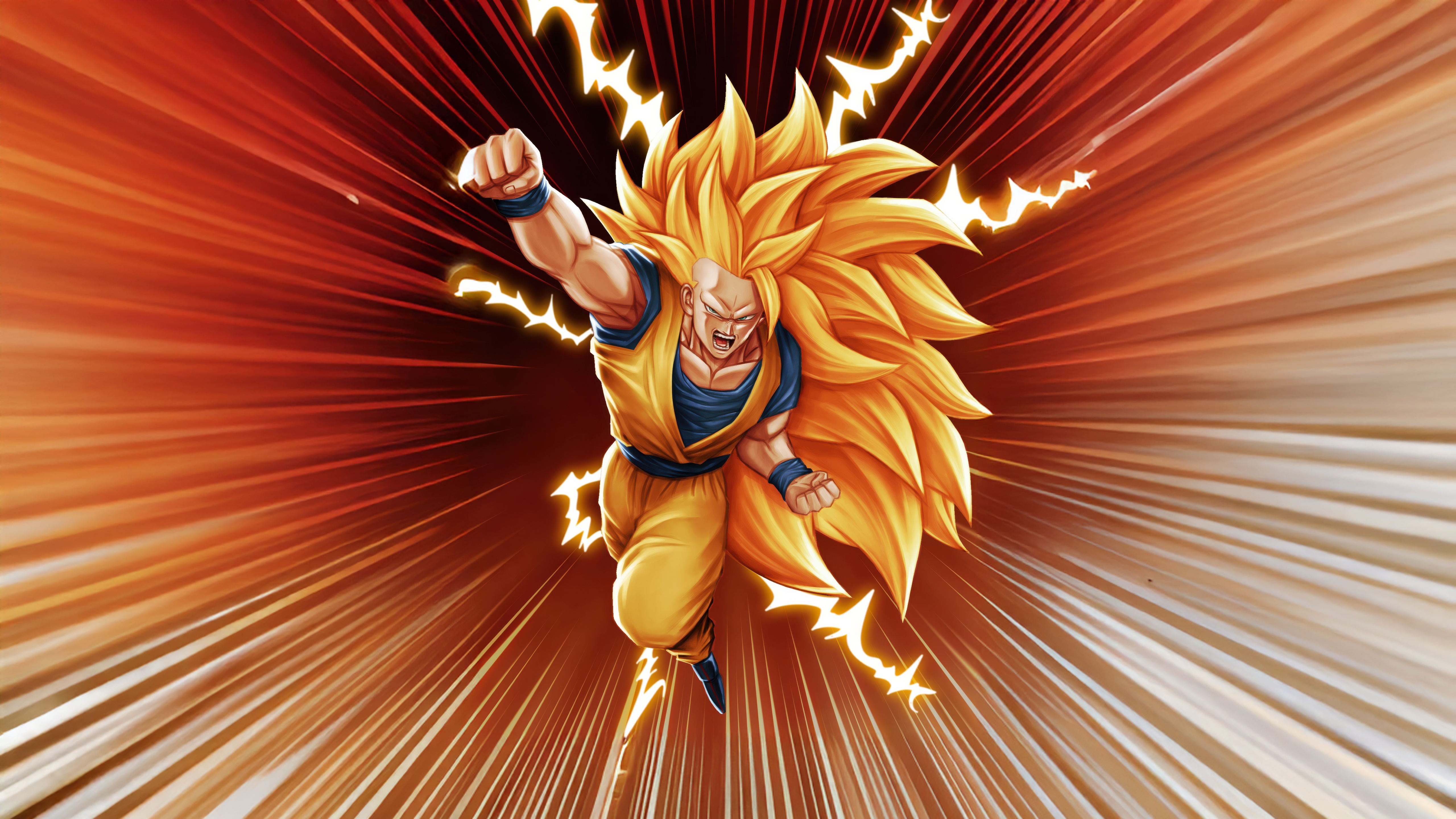 Goku in Super Saiyan 3 form with lightning HD Wallpaper