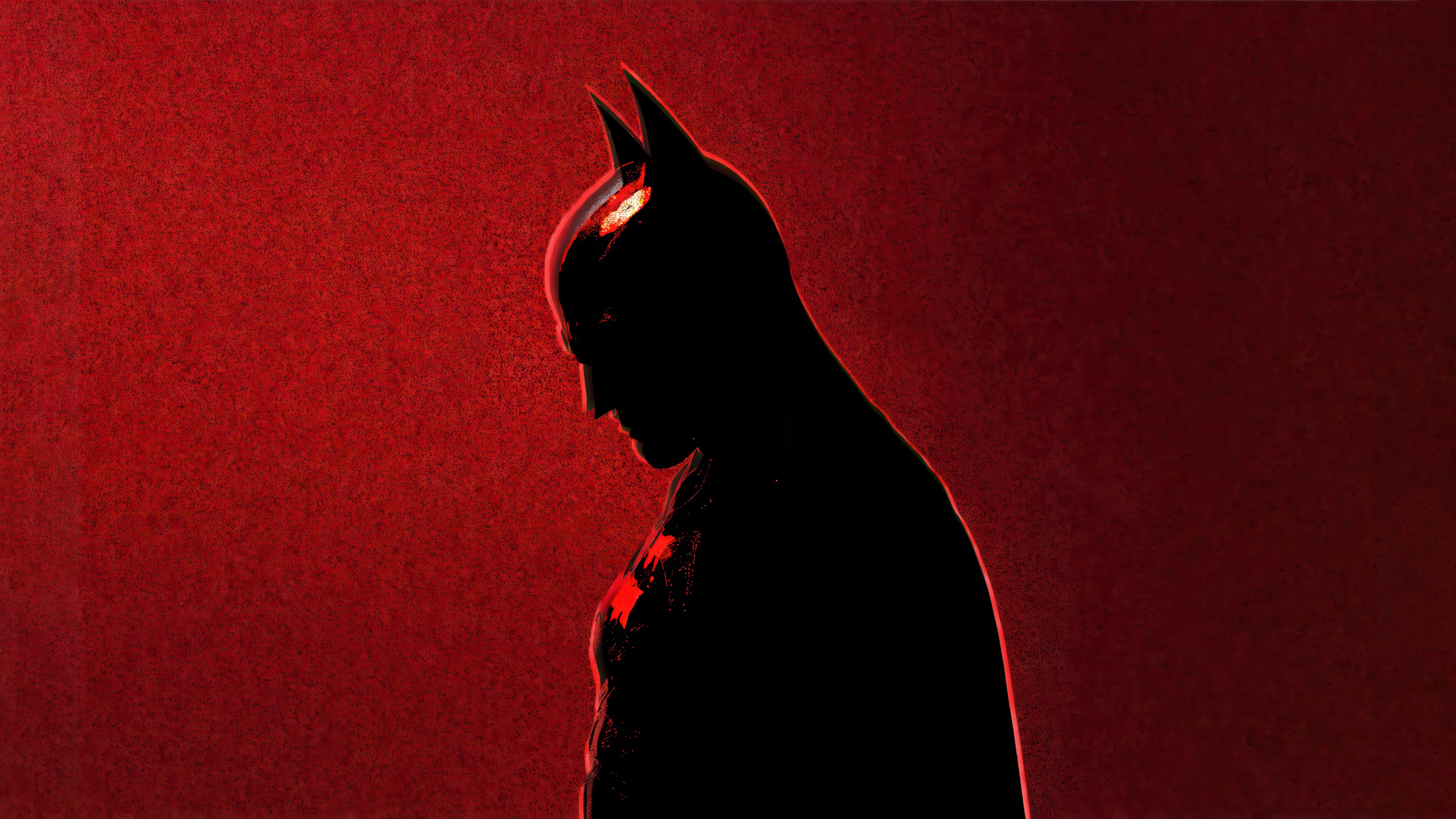 The Batman Silhouette on Red Background HD Wallpaper