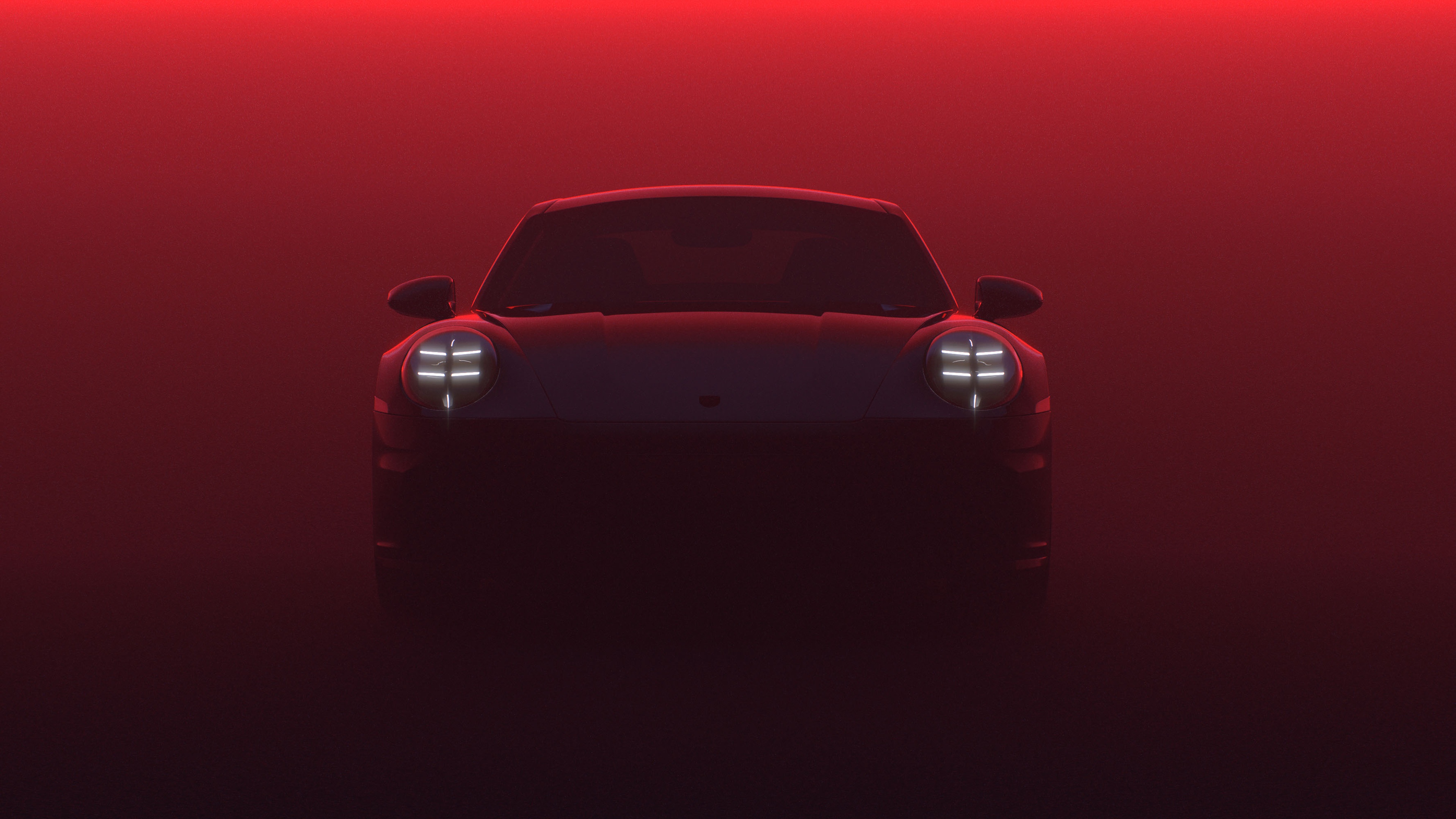Porsche 911 silhouette in red light HD Wallpaper