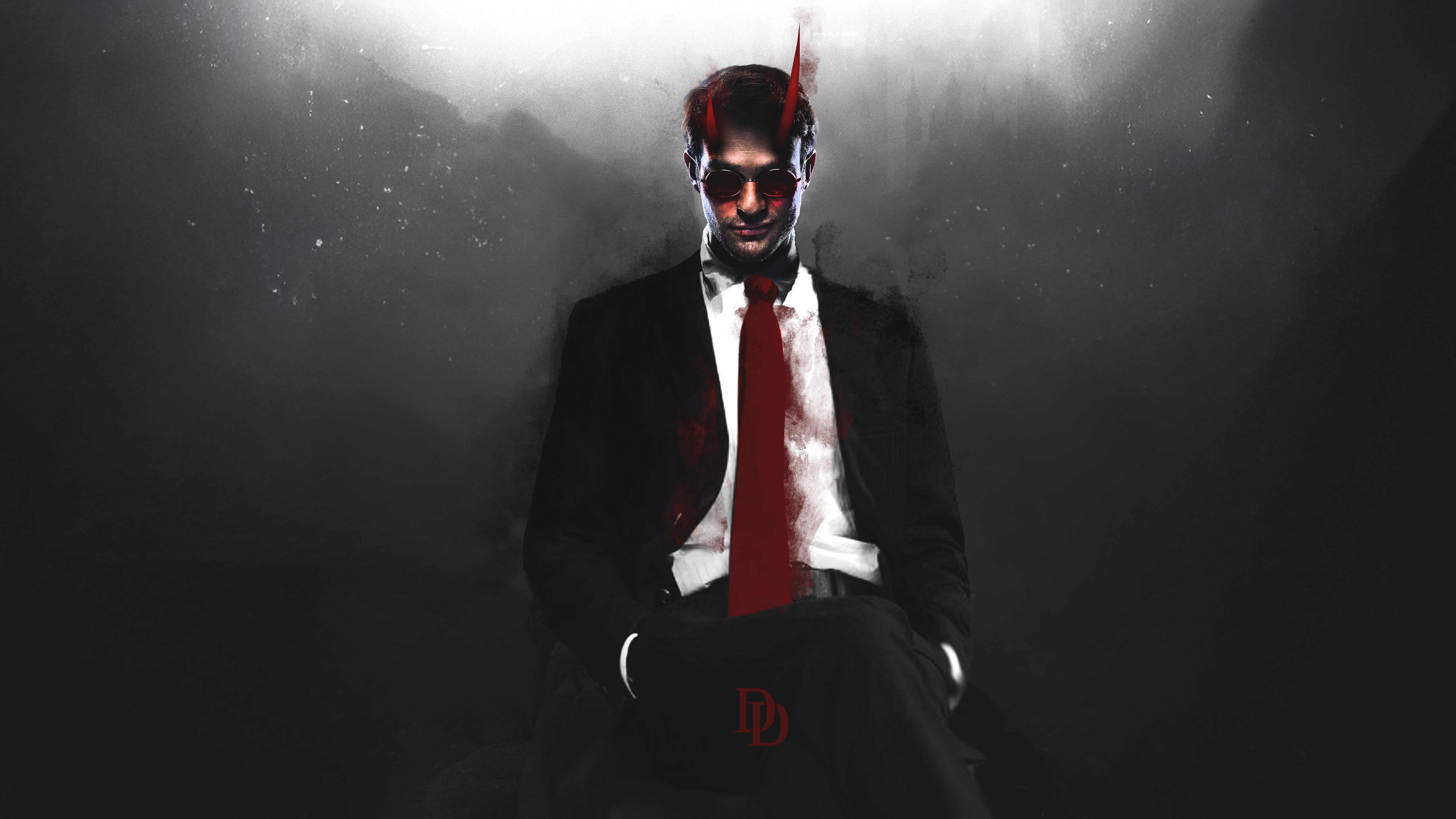 Daredevil in a Suit with Red Tie HD Wallpaper