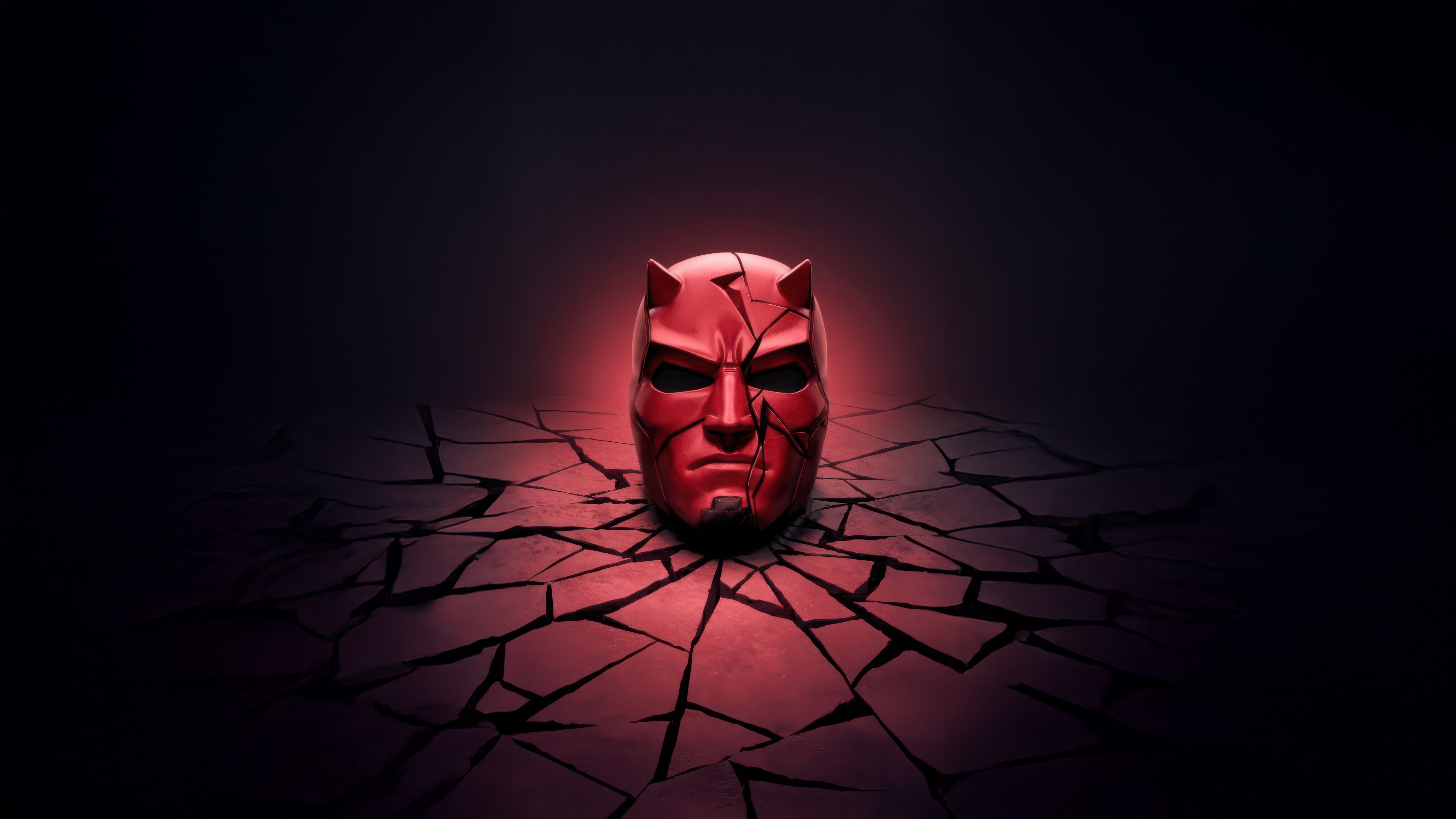 Daredevil Mask Shattered on Cracked Ground HD Wallpaper