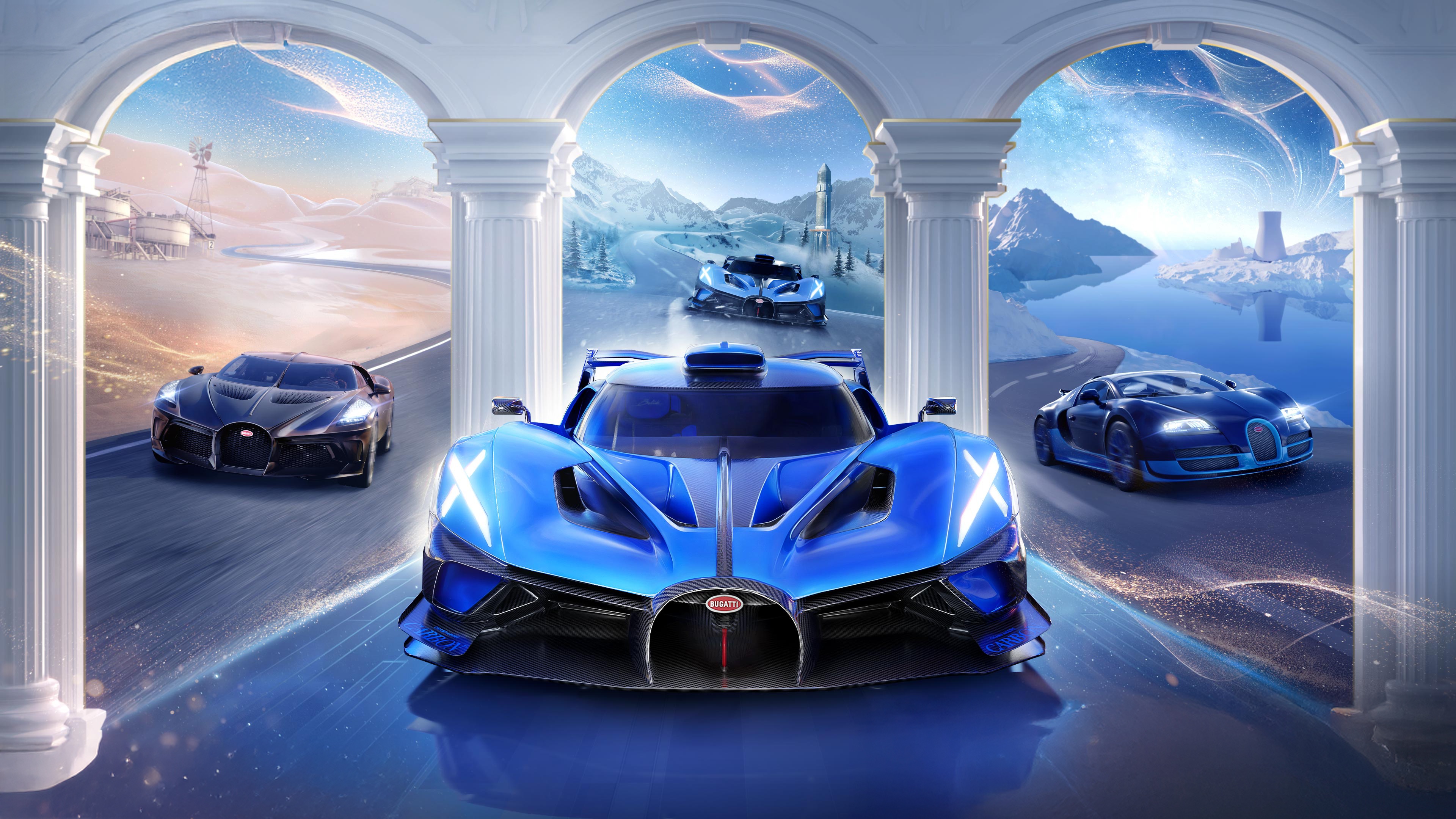Bugatti Bolide, Veyron, and La Voiture Noire in PUBG Mobile HD Wallpaper
