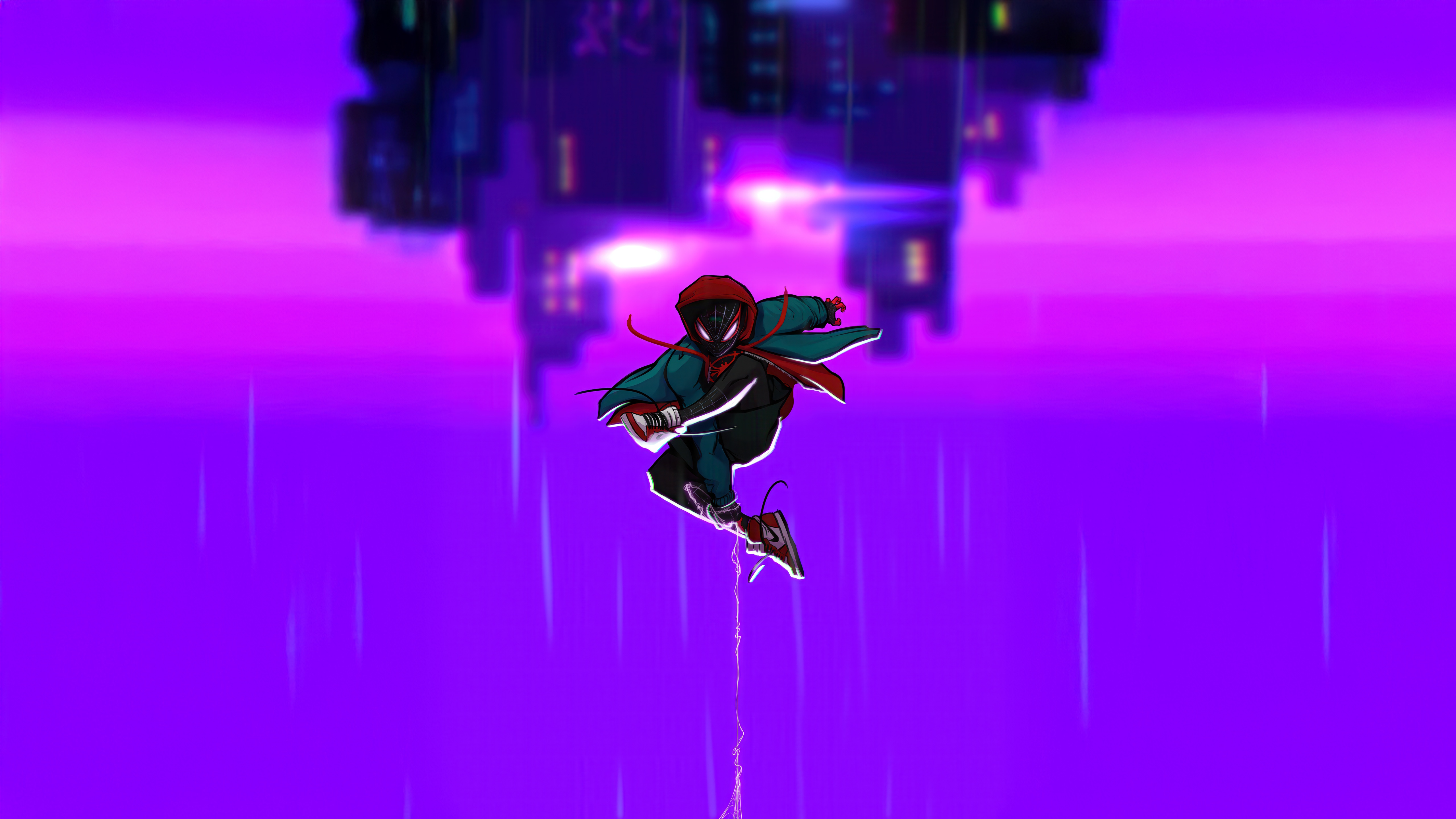 Miles Morales in a stylized city HD Wallpaper