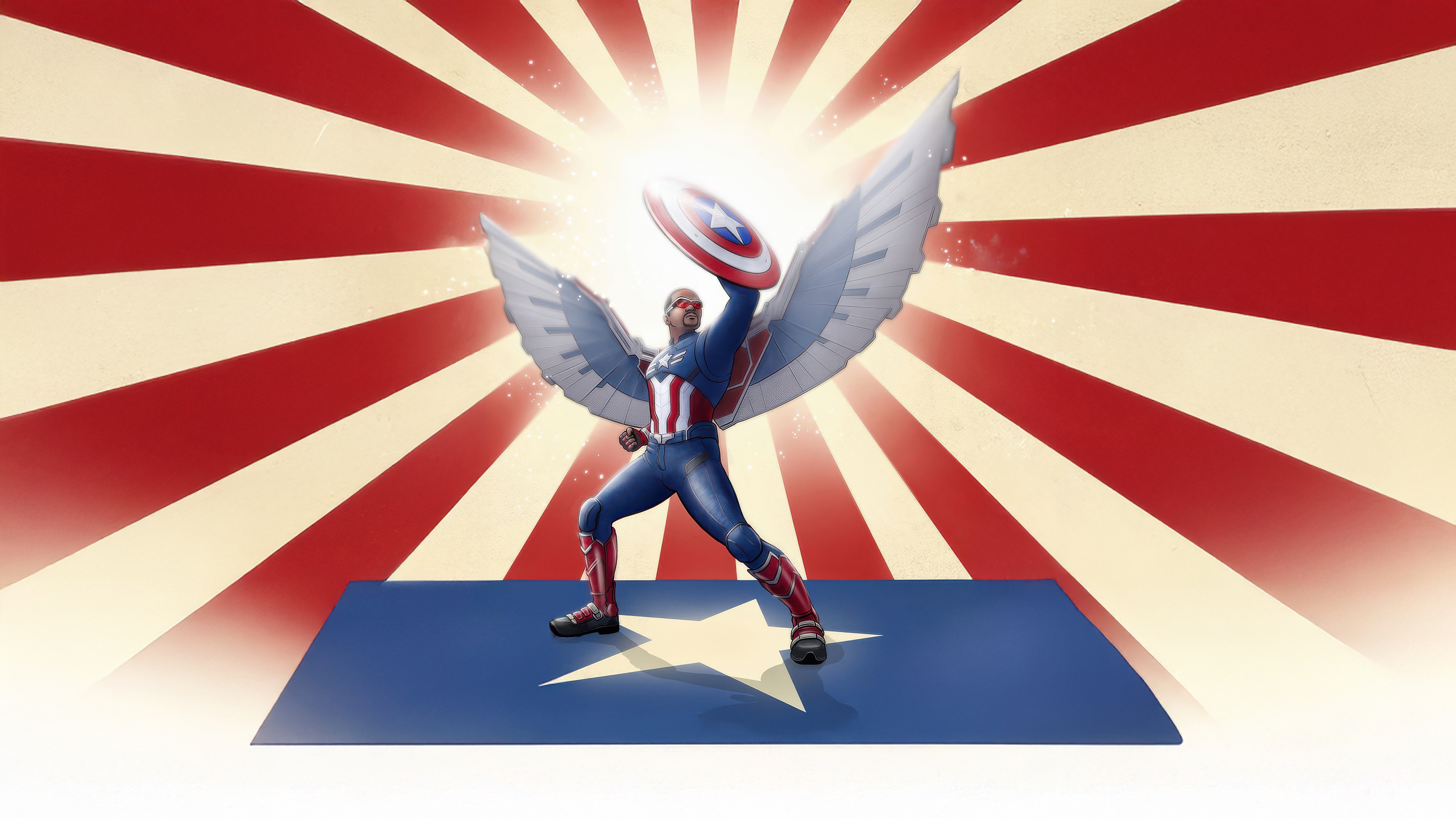 Captain America with Wings and Shield HD Wallpaper