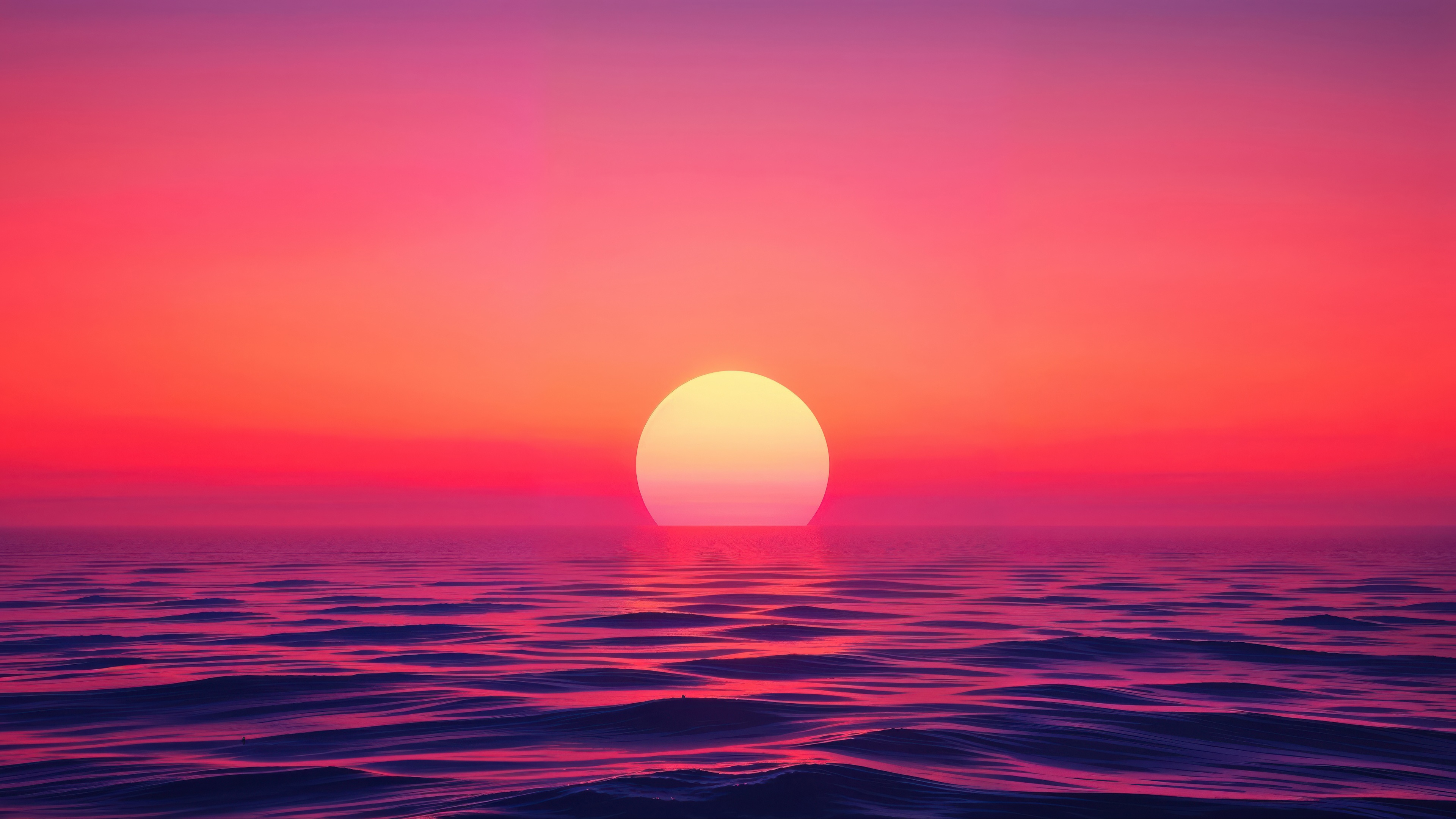 Sunset over the ocean with pink and orange sky HD Wallpaper
