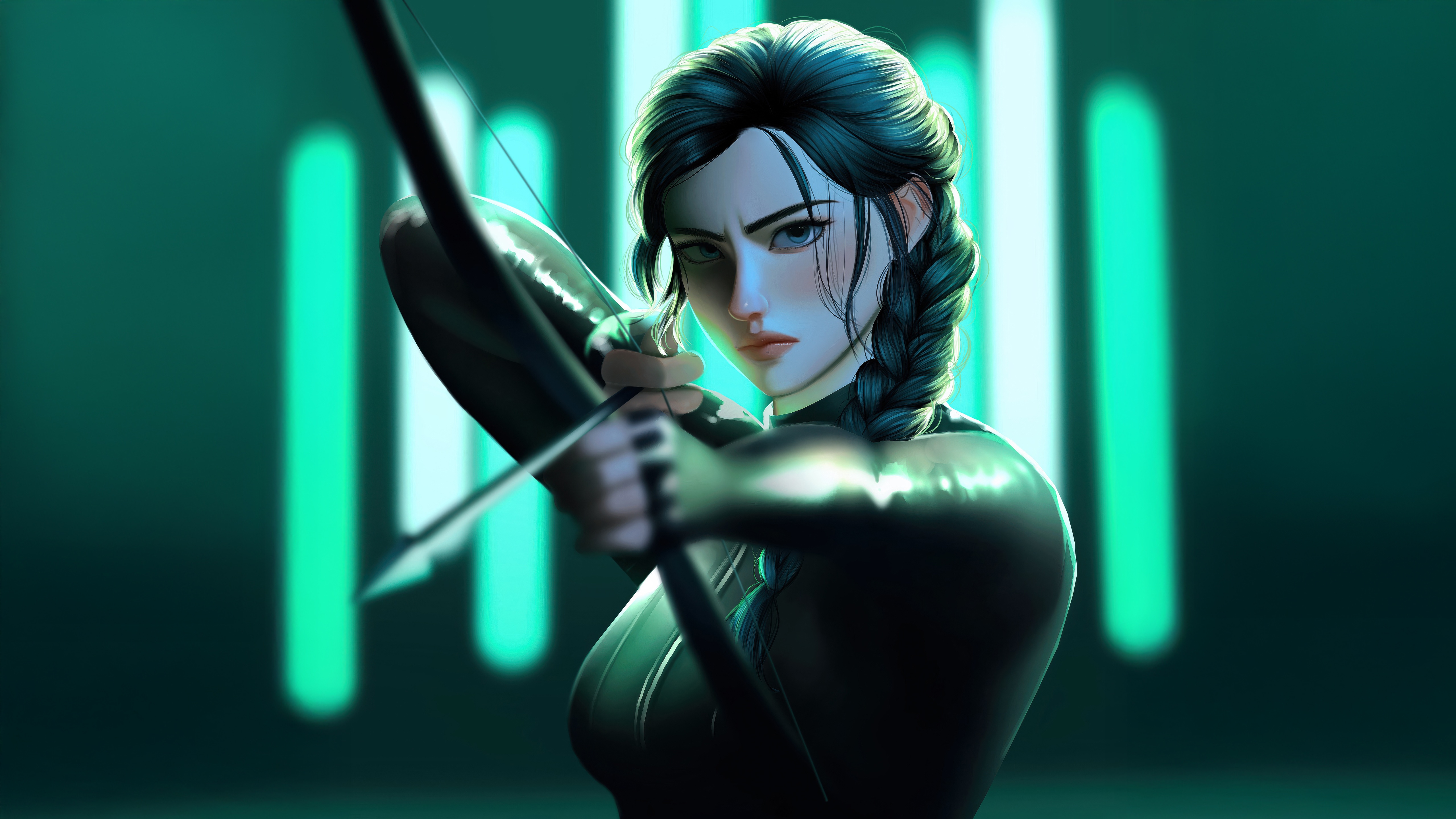 Katniss Everdeen from The Hunger Games with a bow HD Wallpaper
