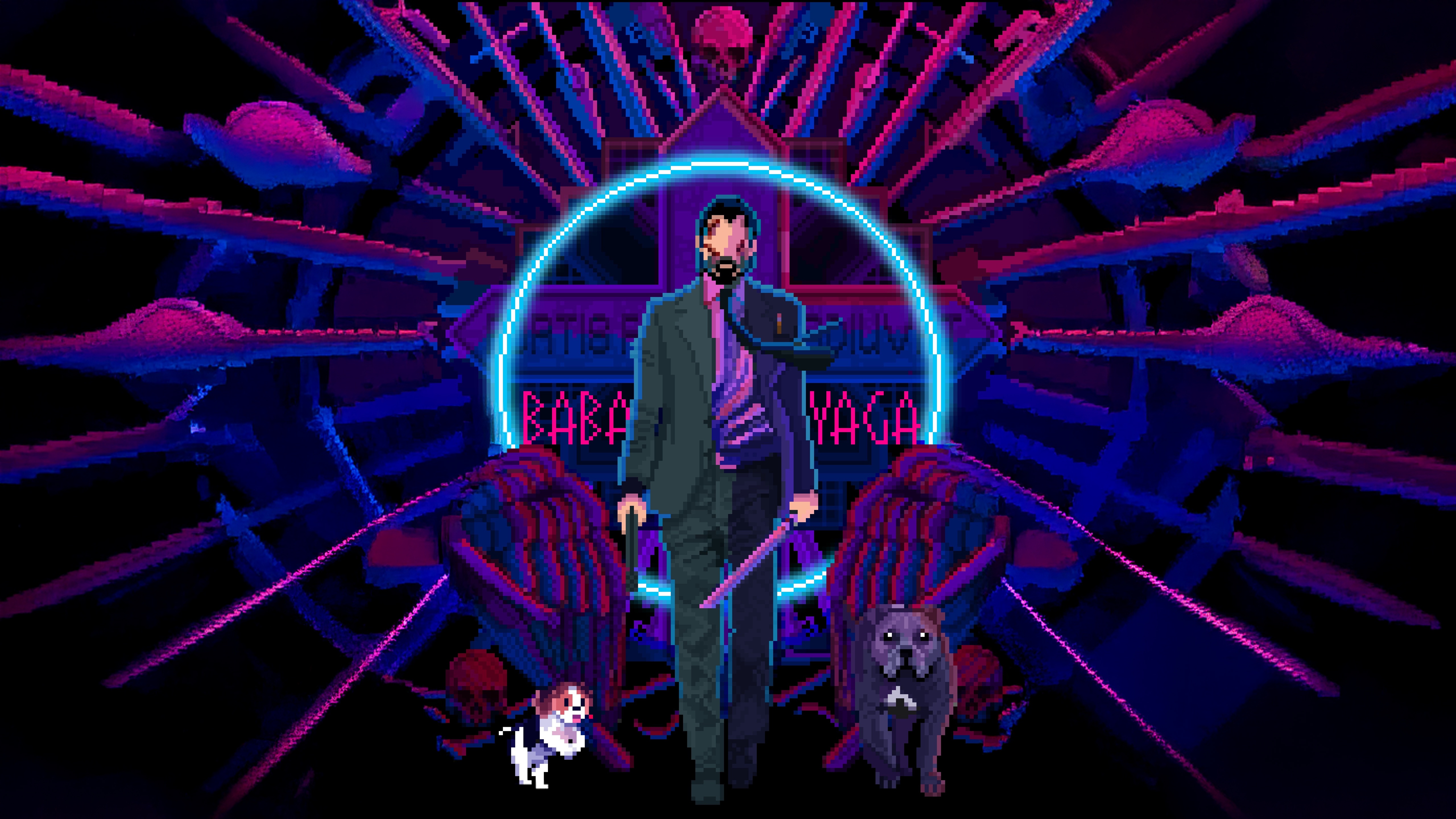 John Wick 8 Bit Baba Yaga Pixel Art HD Wallpaper