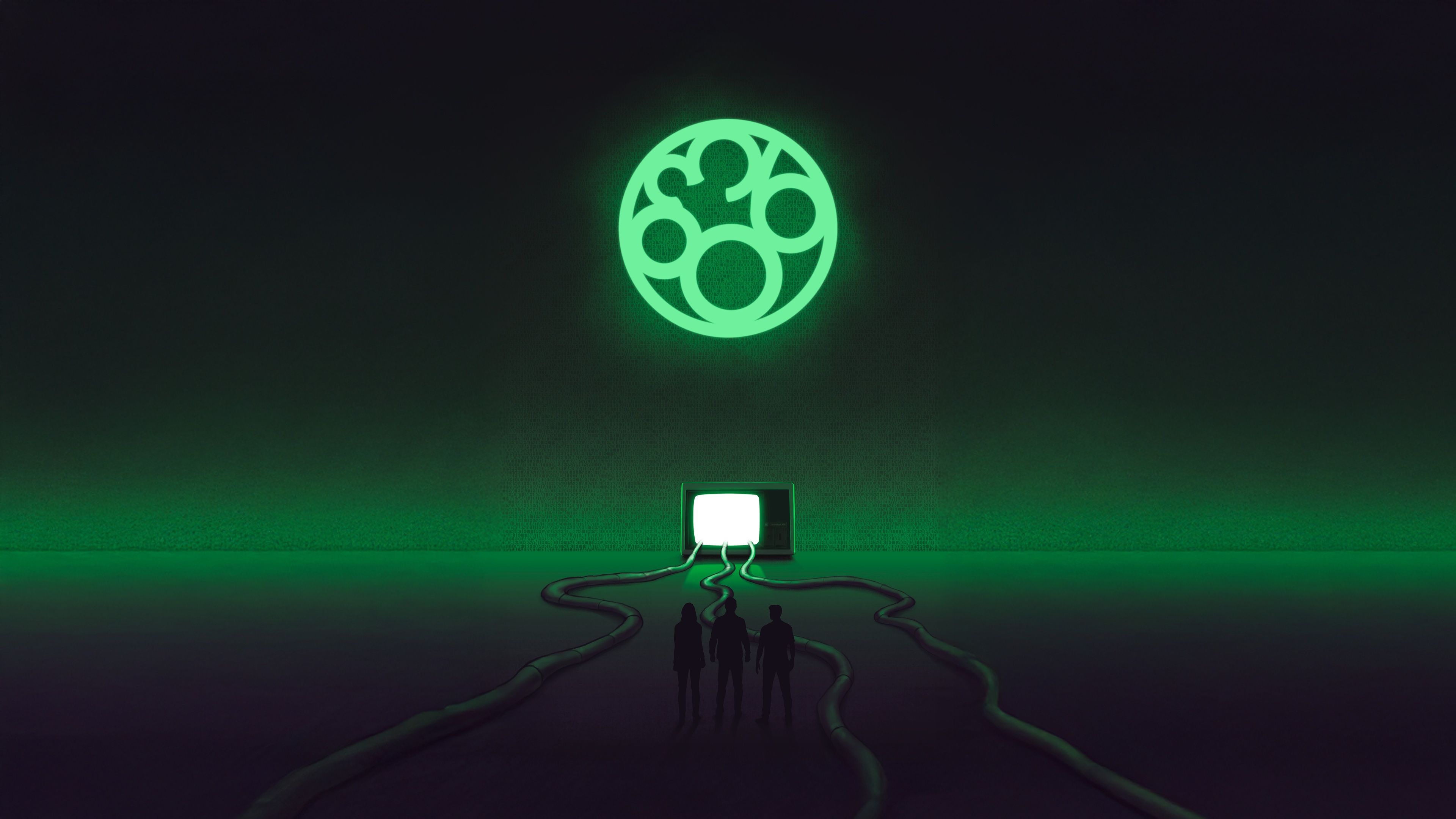 Cyber Illumination Symbol Above Television HD Wallpaper
