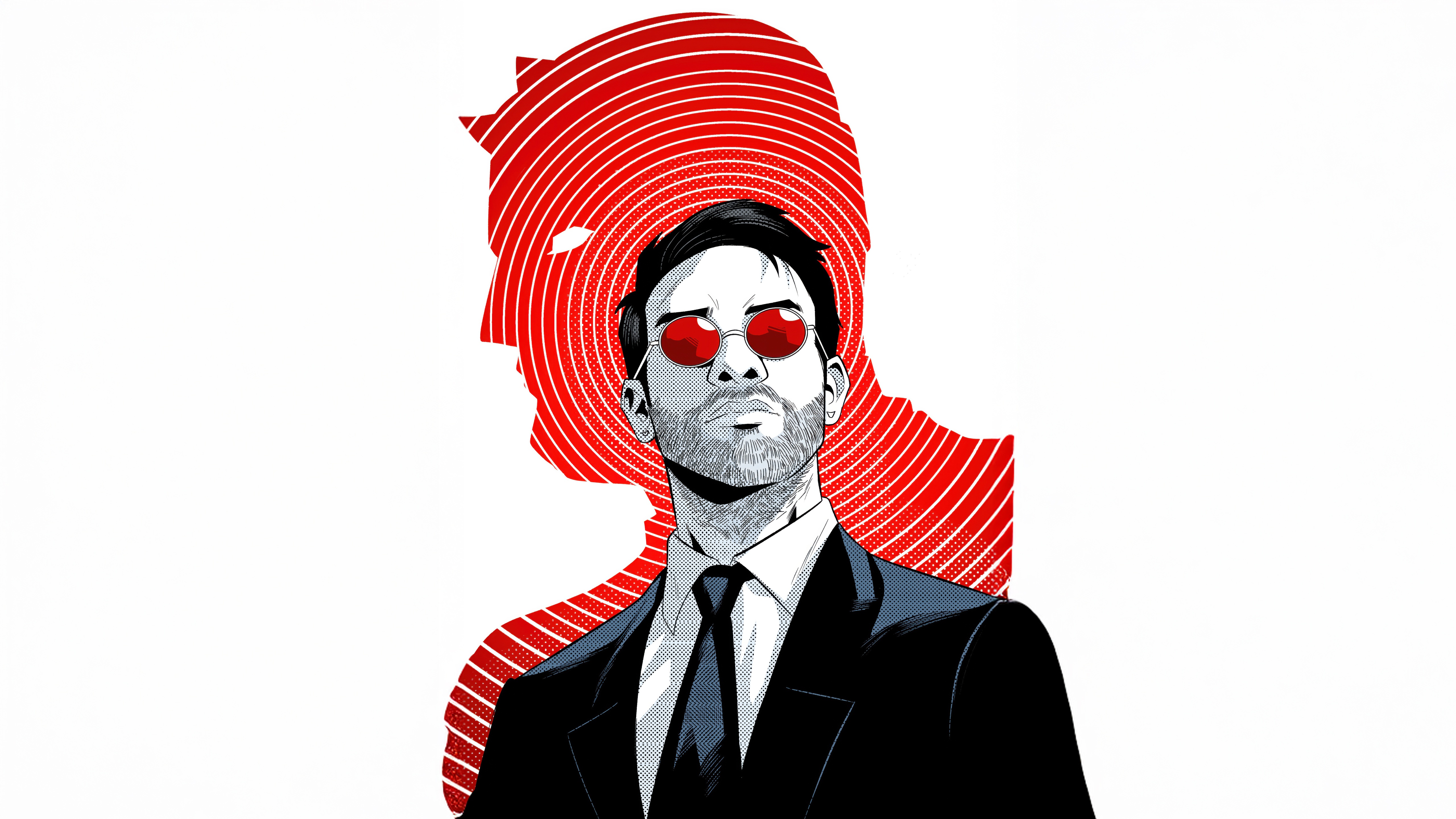 Daredevil in a Suit with Red Silhouette HD Wallpaper
