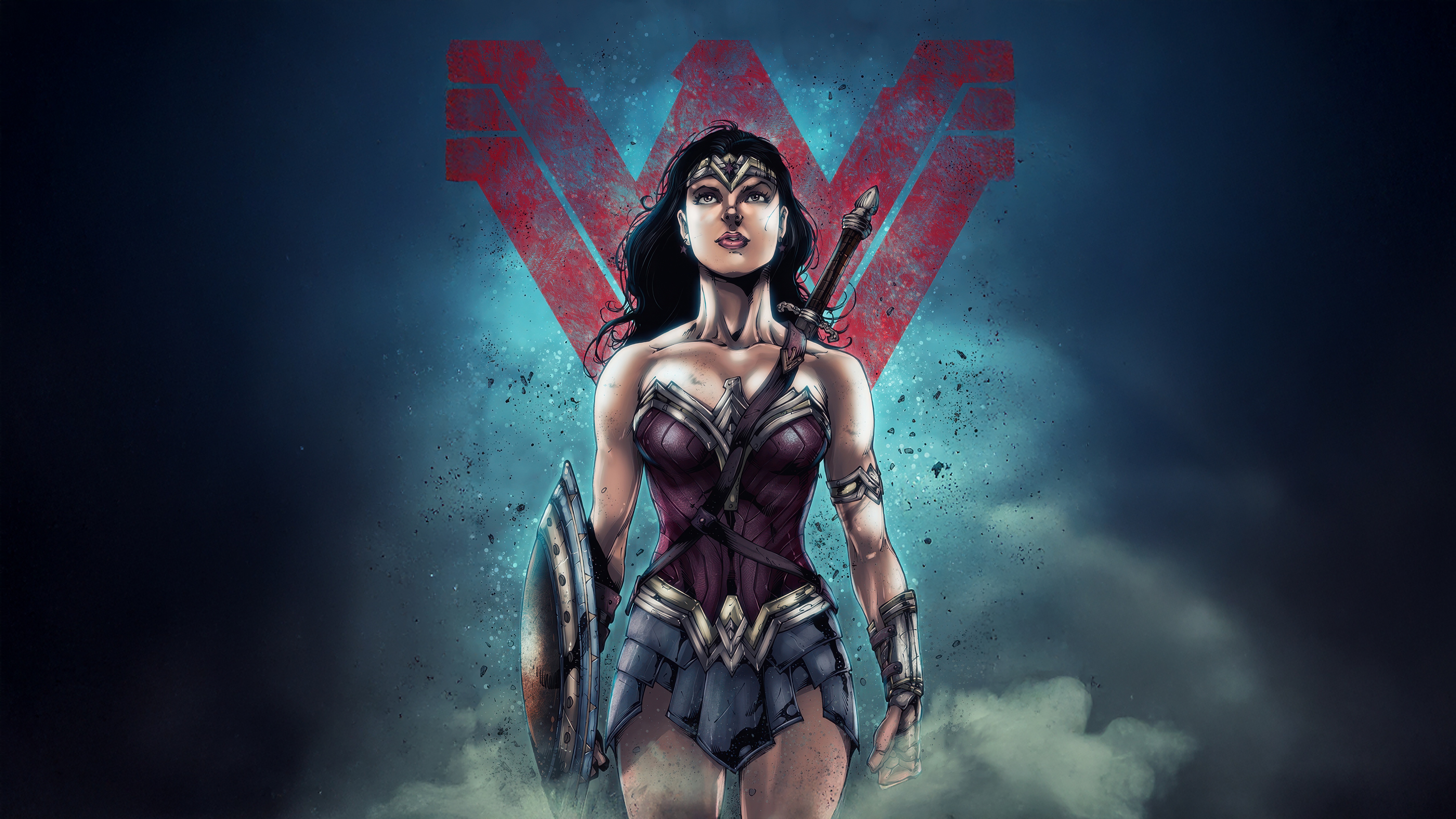Wonder Woman with "W" Logo HD Wallpaper