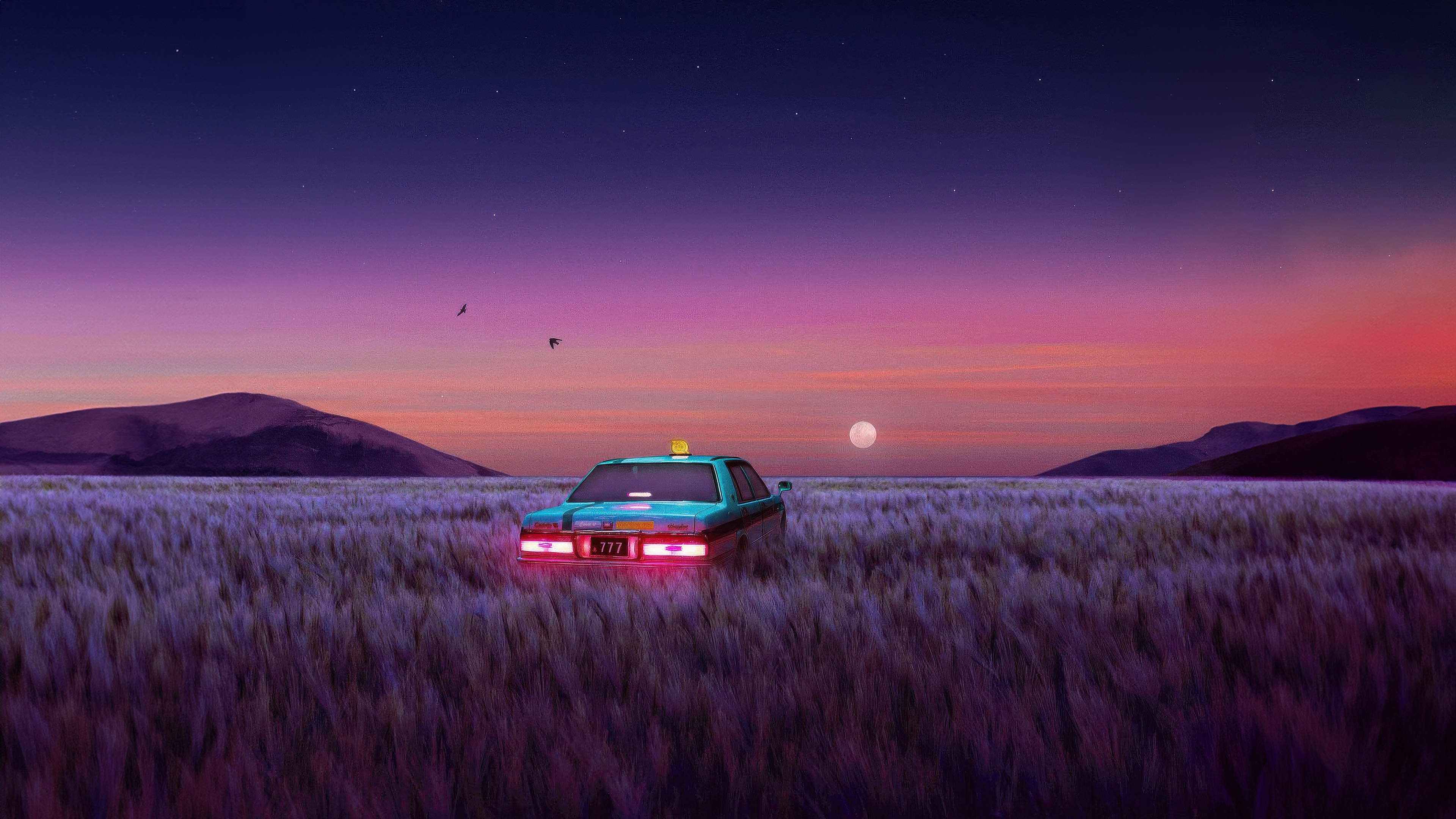 Twilight Taxi Ride Into The Horizon HD Wallpaper