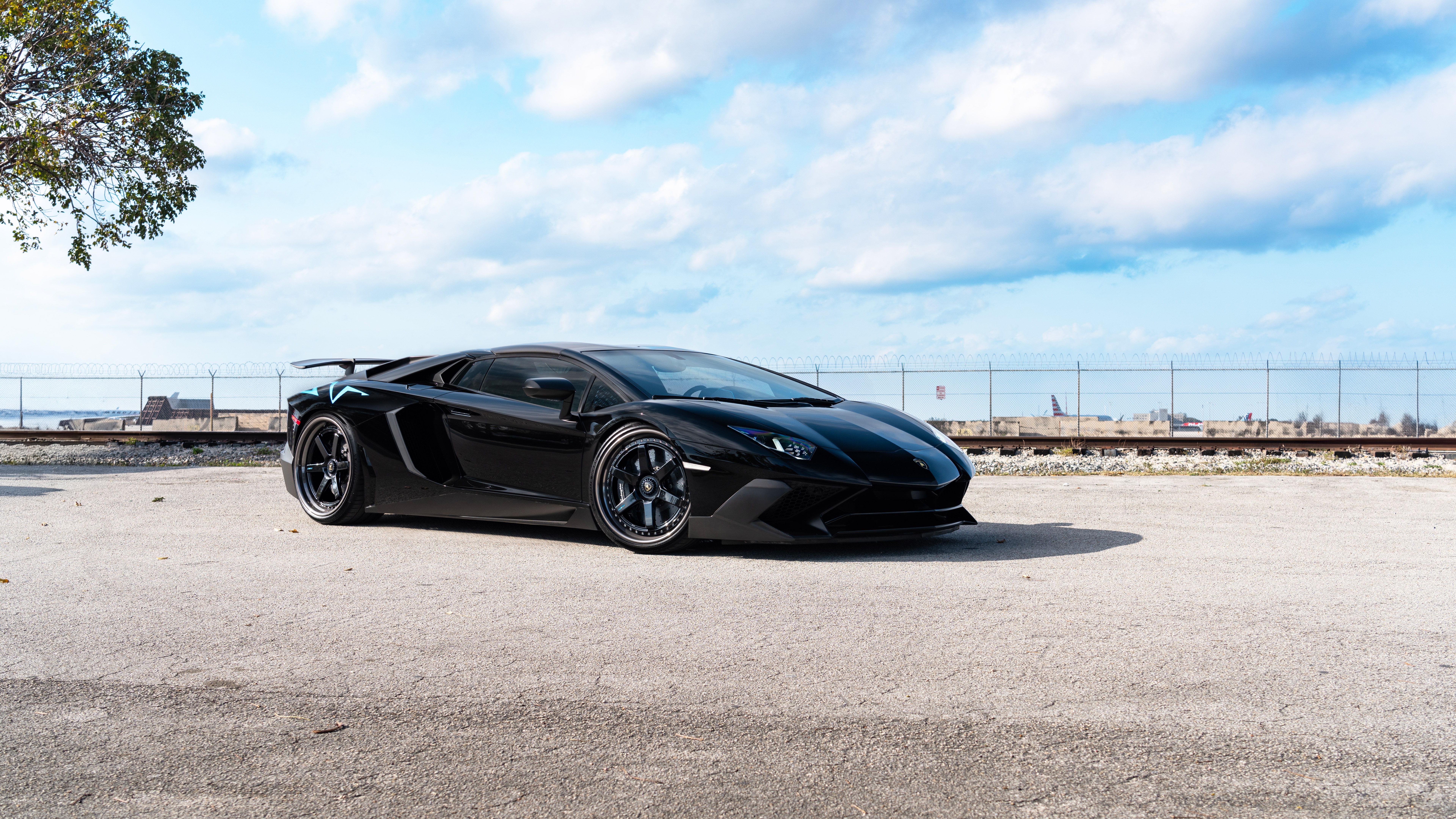 Black Lamborghini Aventador SV with Anrkywheels HD Wallpaper