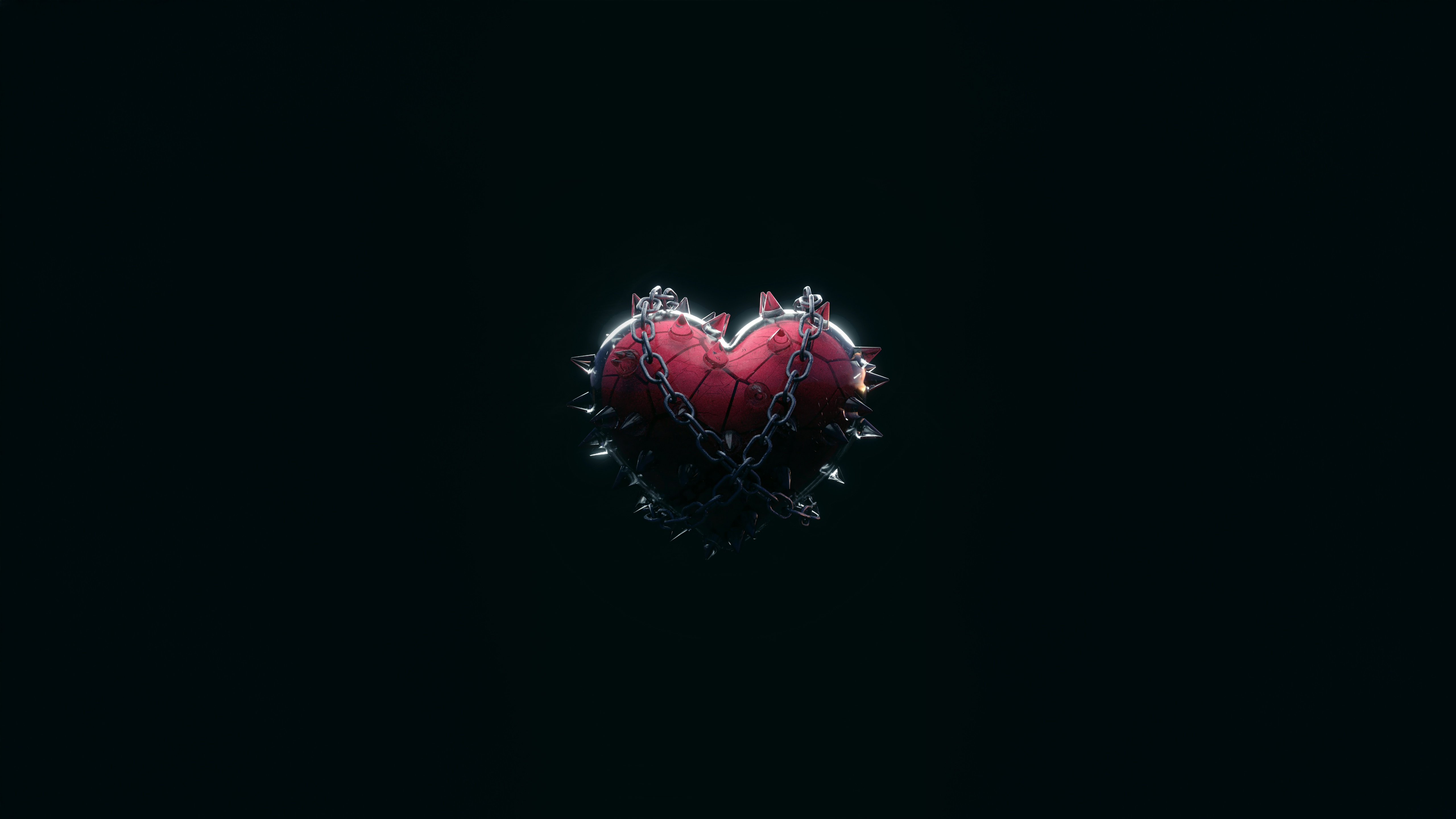 Broken Heart with Chains and Spikes HD Wallpaper