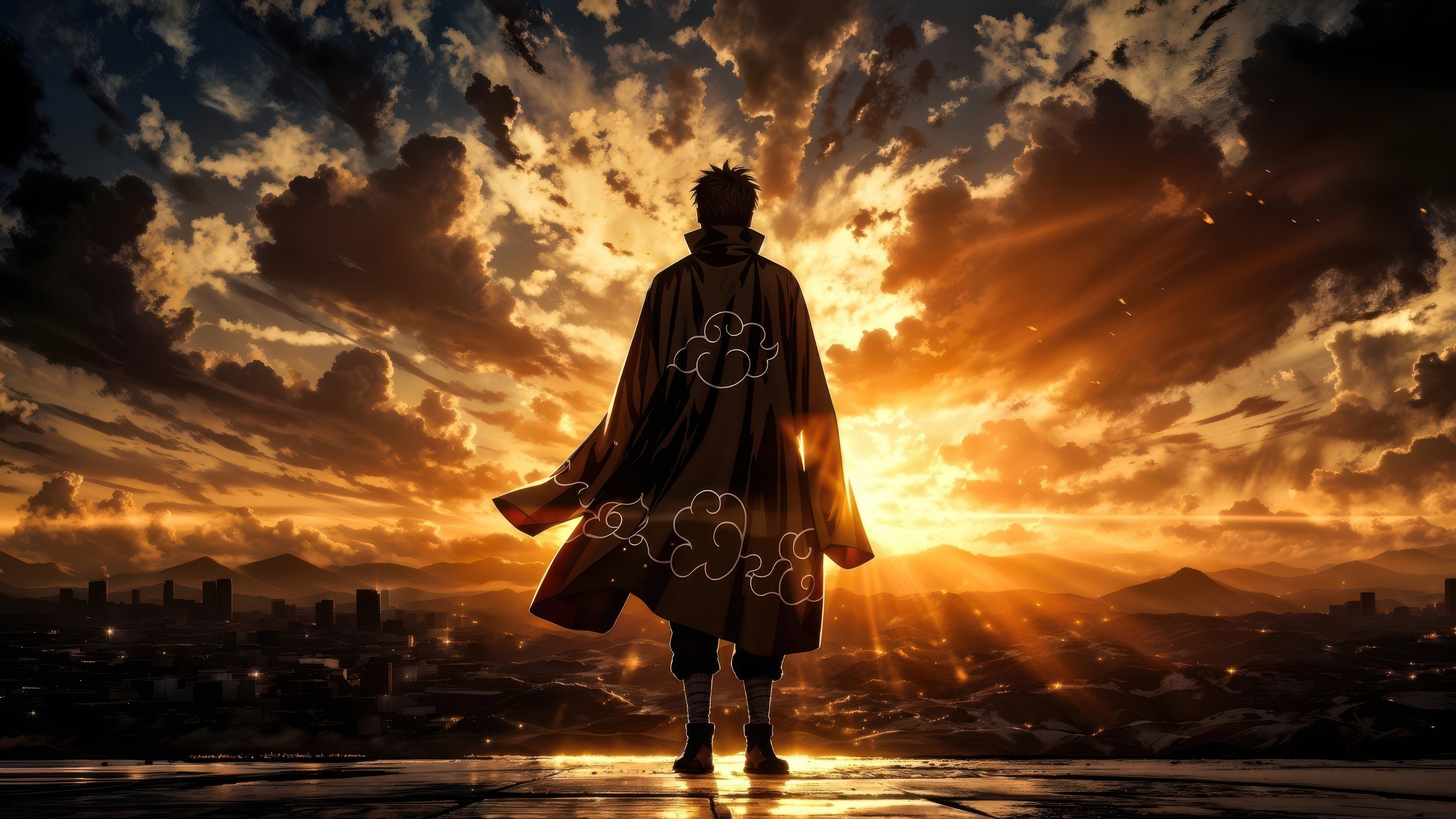 Akatsuki Naruto character against a sunset sky HD Wallpaper