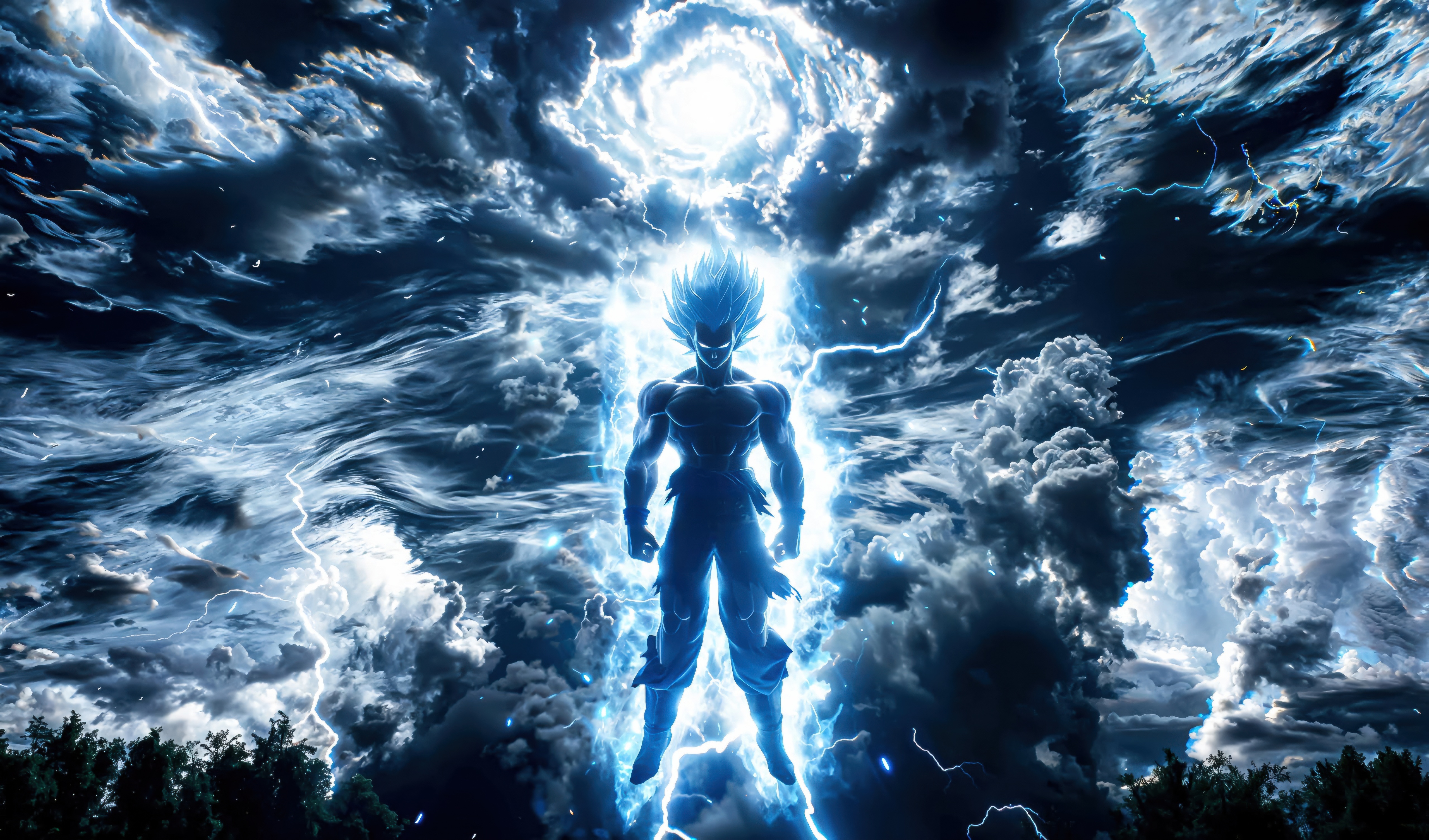 Dragon Ball Z Super Saiyan Blue Lightning Storm HD Wallpaper