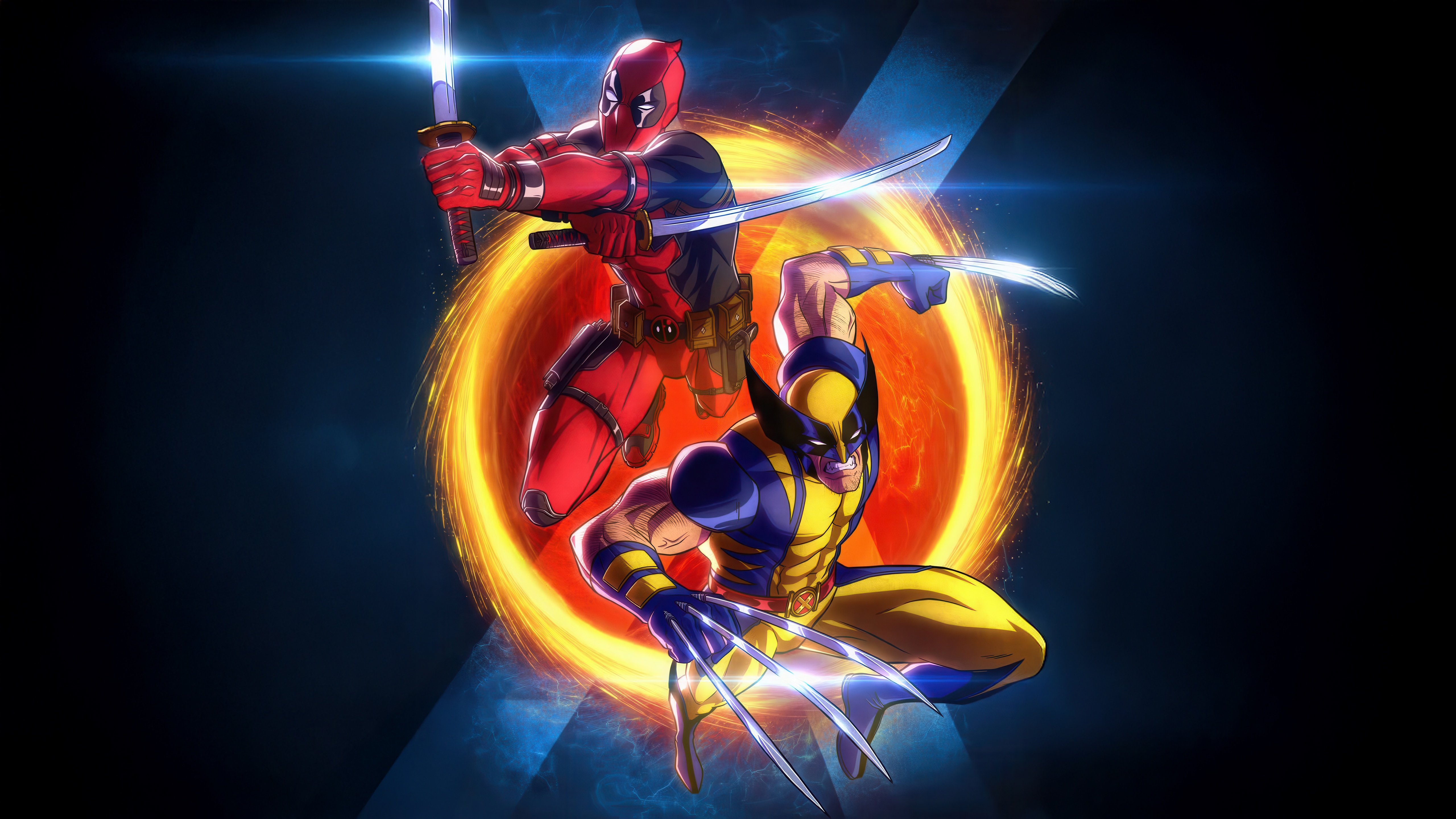 Deadpool and Wolverine in front of a portal HD Wallpaper