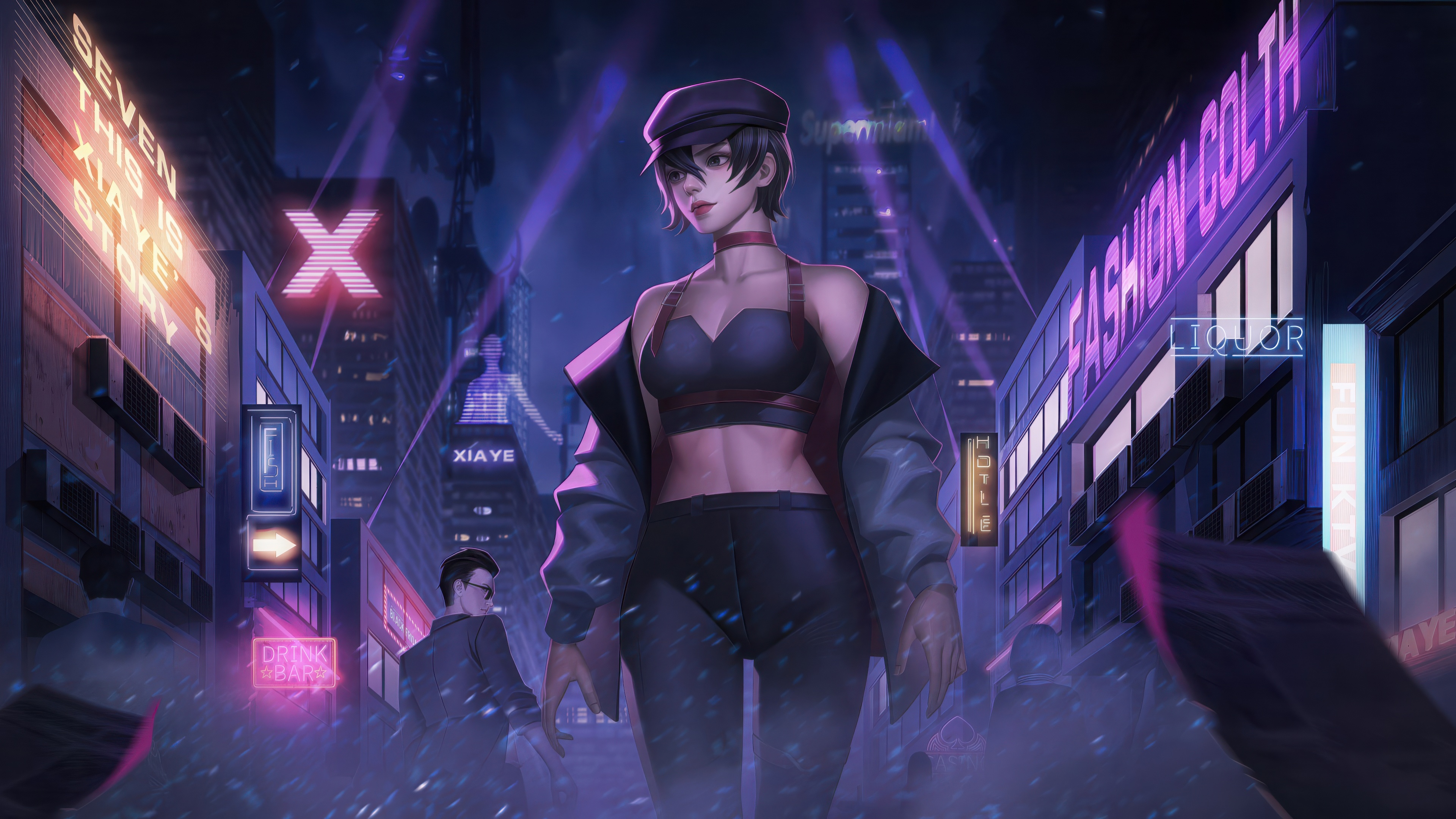 The Cyberpunk Queen in a Neon City HD Wallpaper