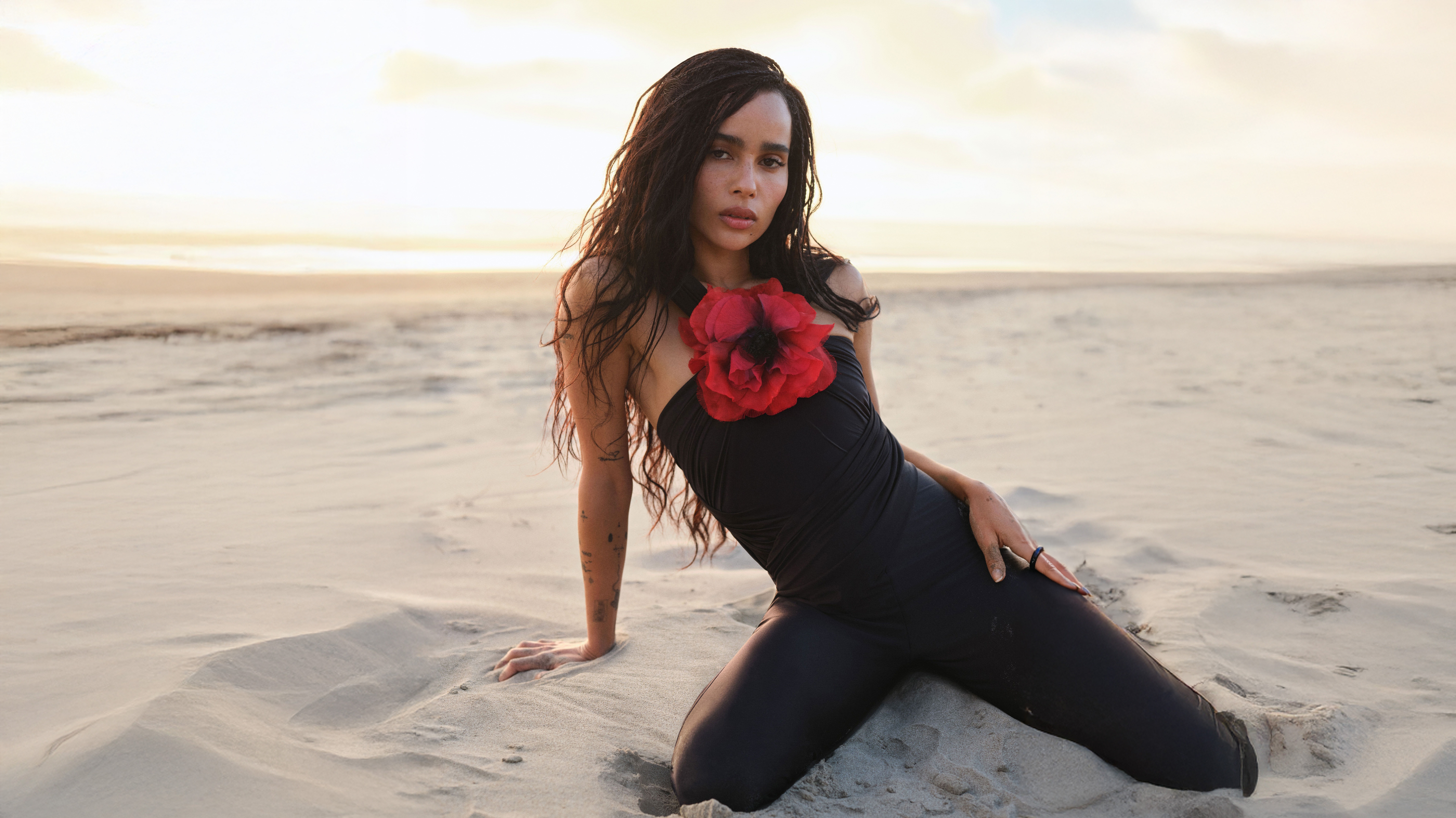 Zoe Kravitz on a Beach for Elle Magazine HD Wallpaper