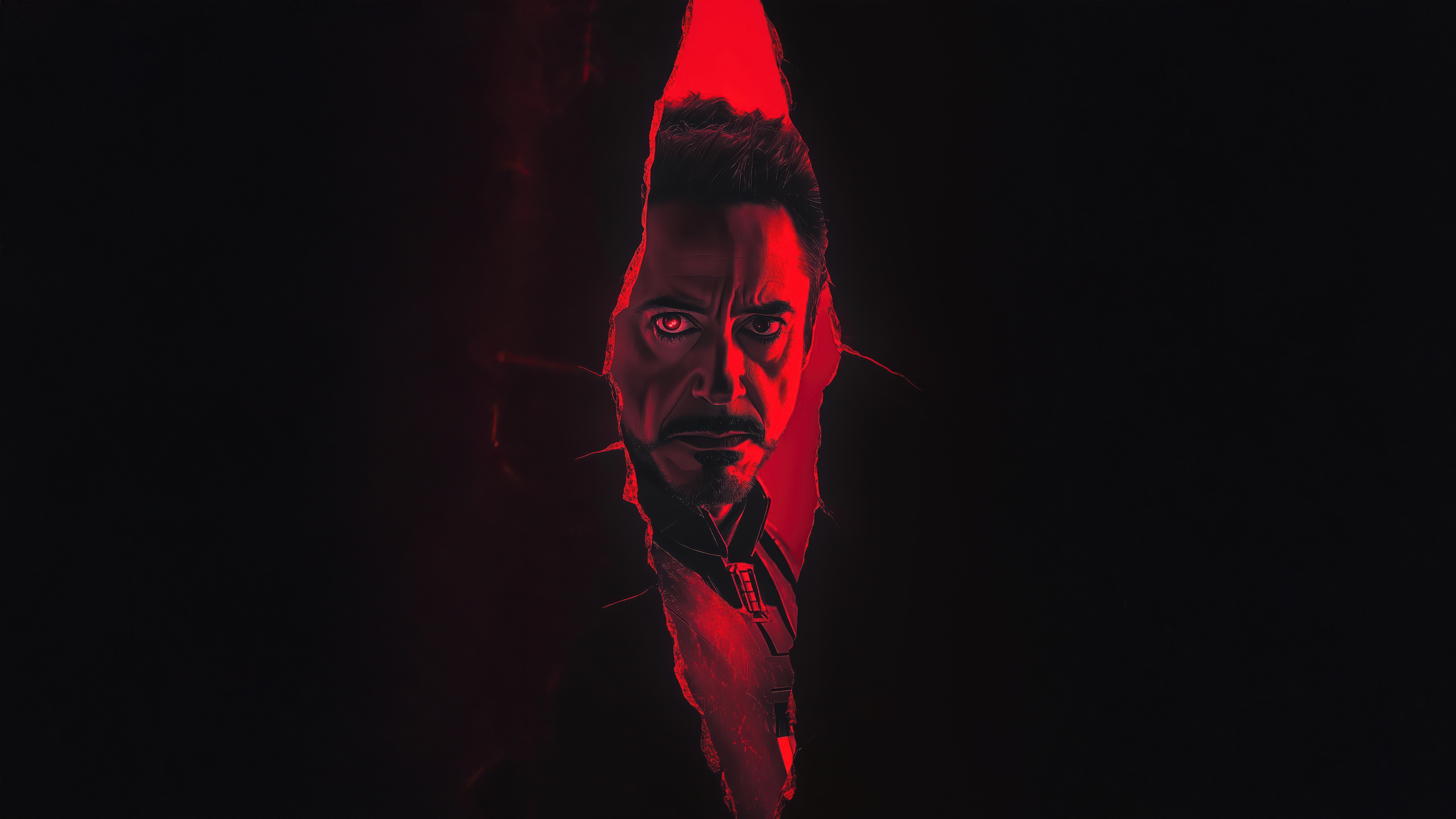 Tony Stark in a Red Light HD Wallpaper