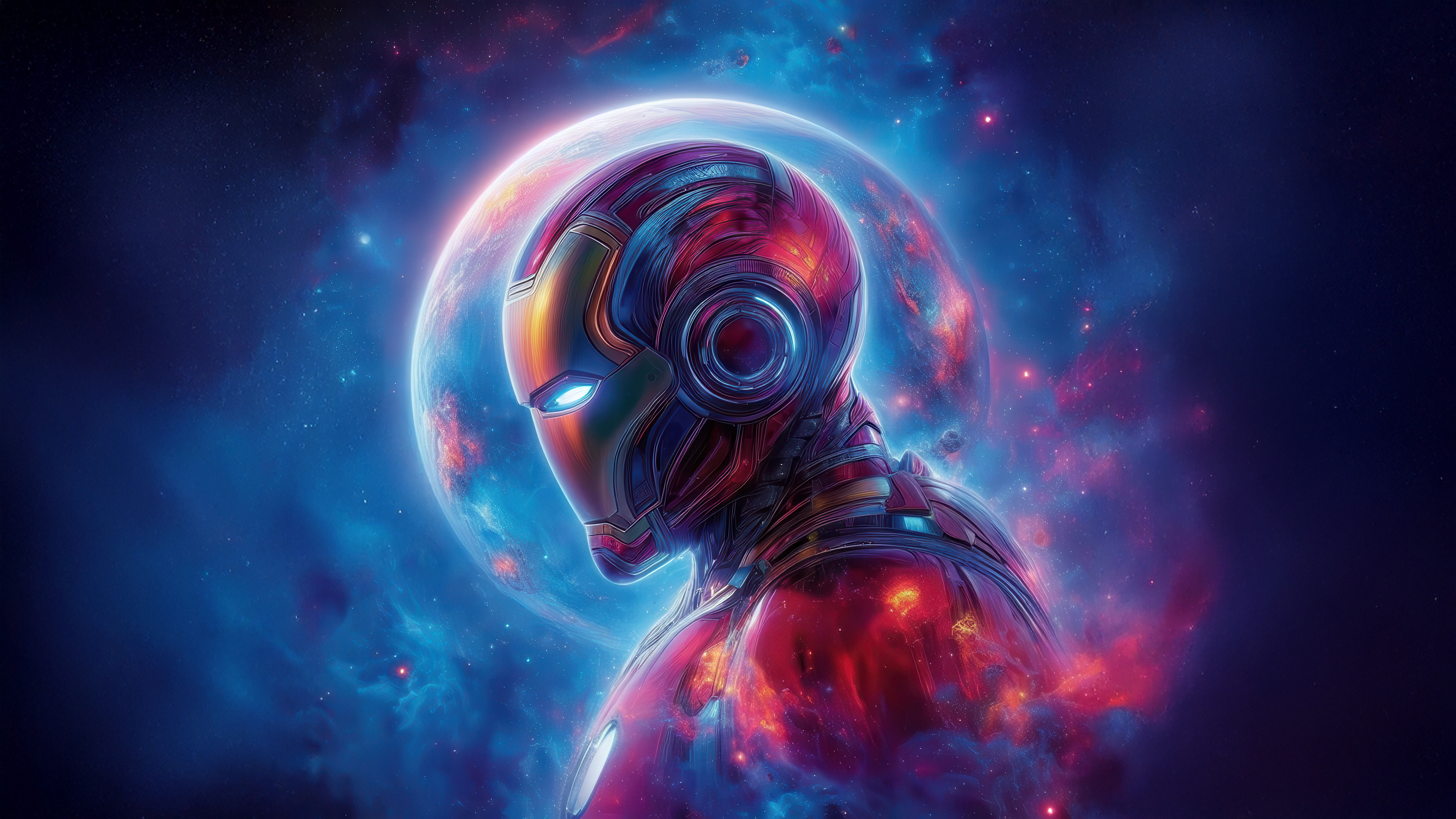 Iron Man in Cosmic Nebula HD Wallpaper