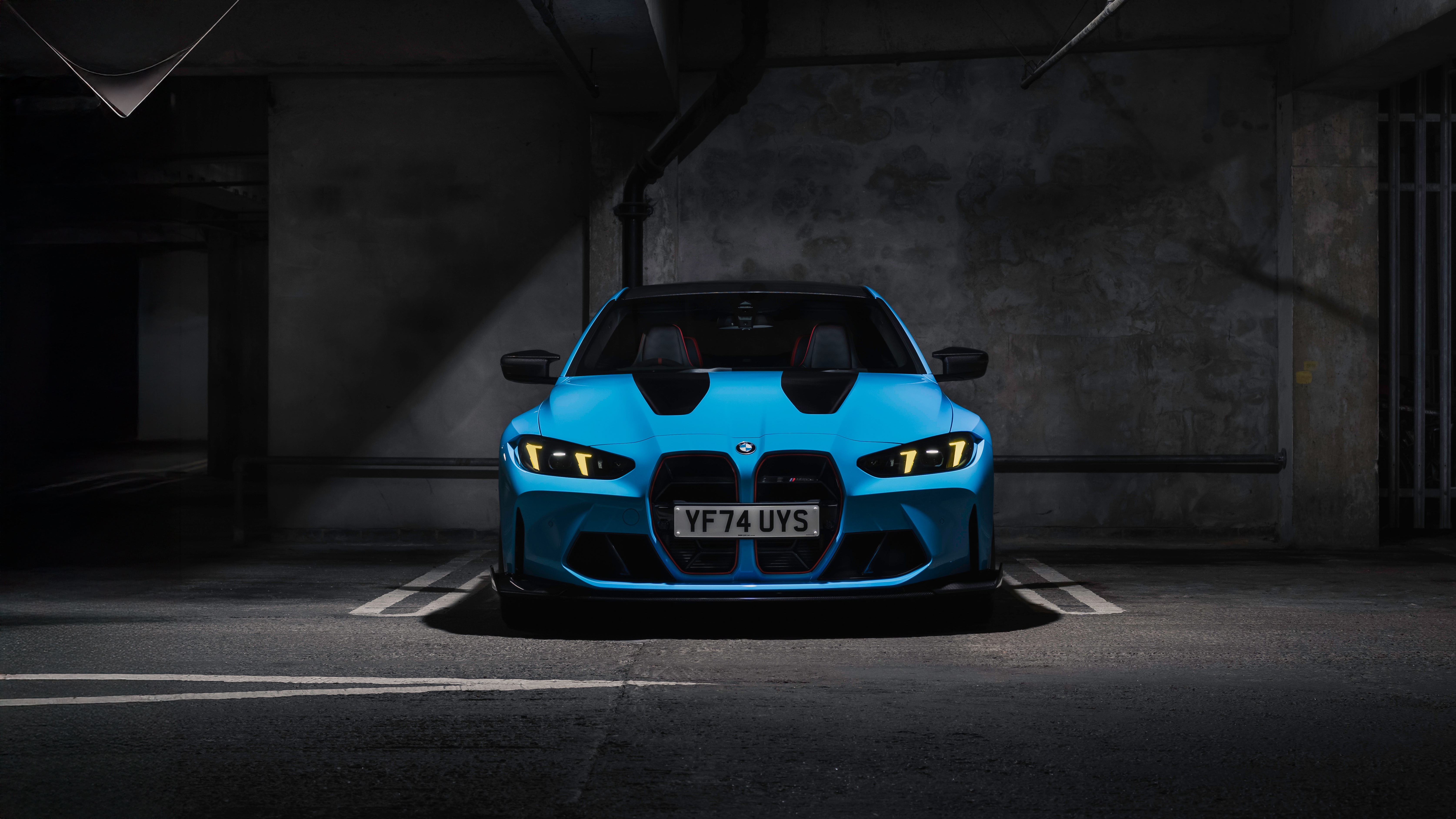 Blue BMW M4 parked in a garage HD Wallpaper