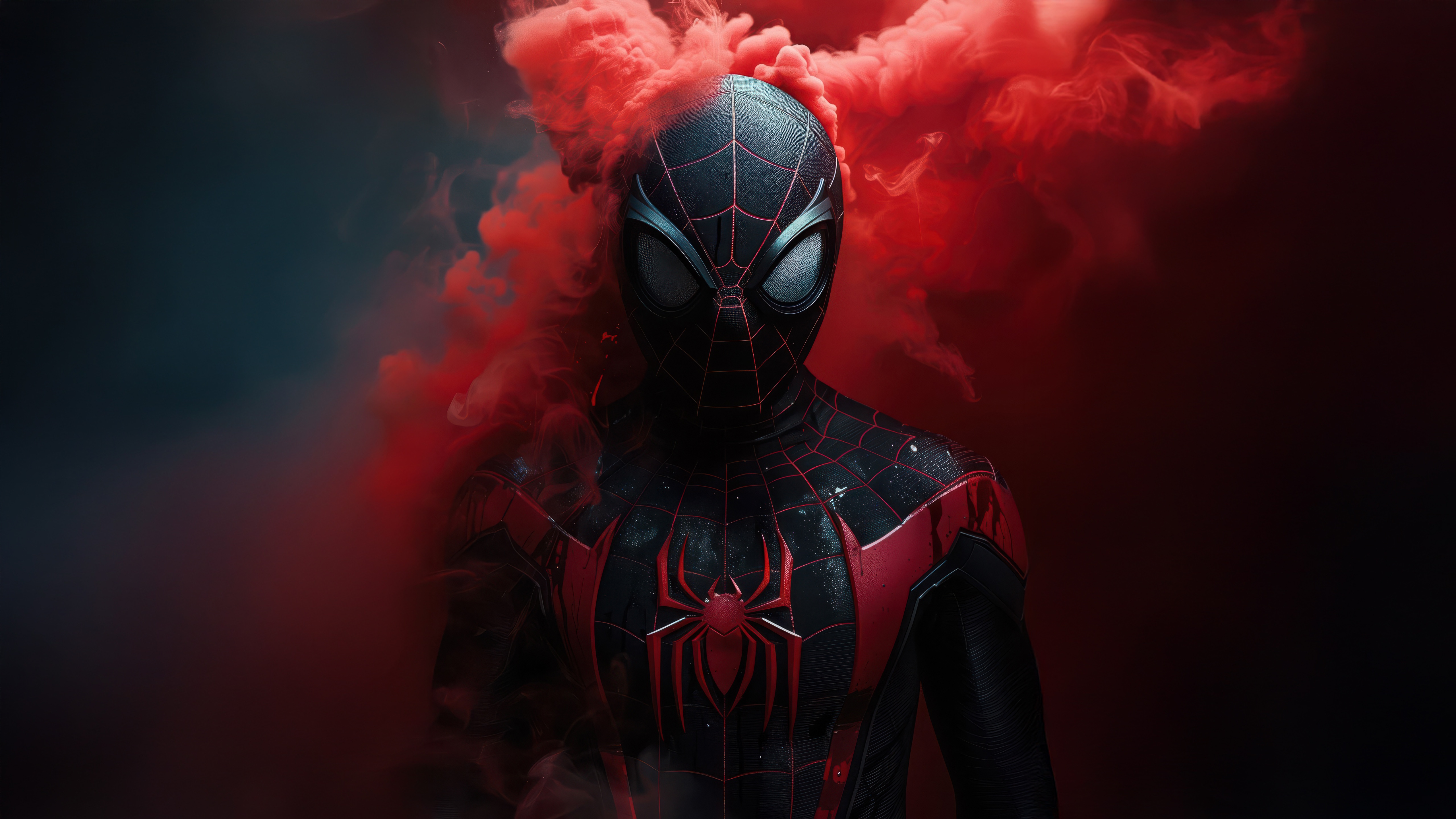 Miles Morales in Red Smoke HD Wallpaper