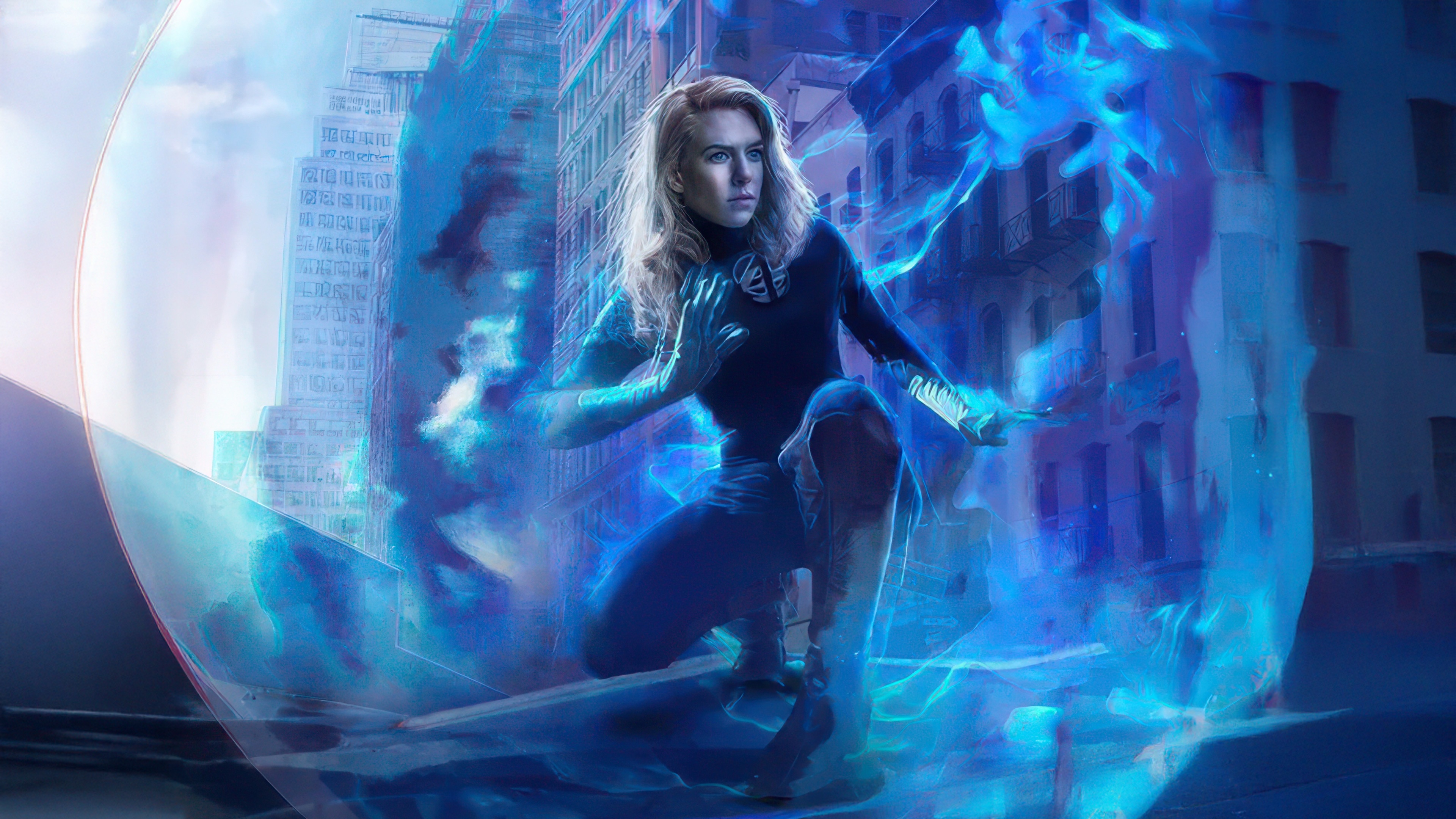 Invisible Woman in a blue force field HD Wallpaper