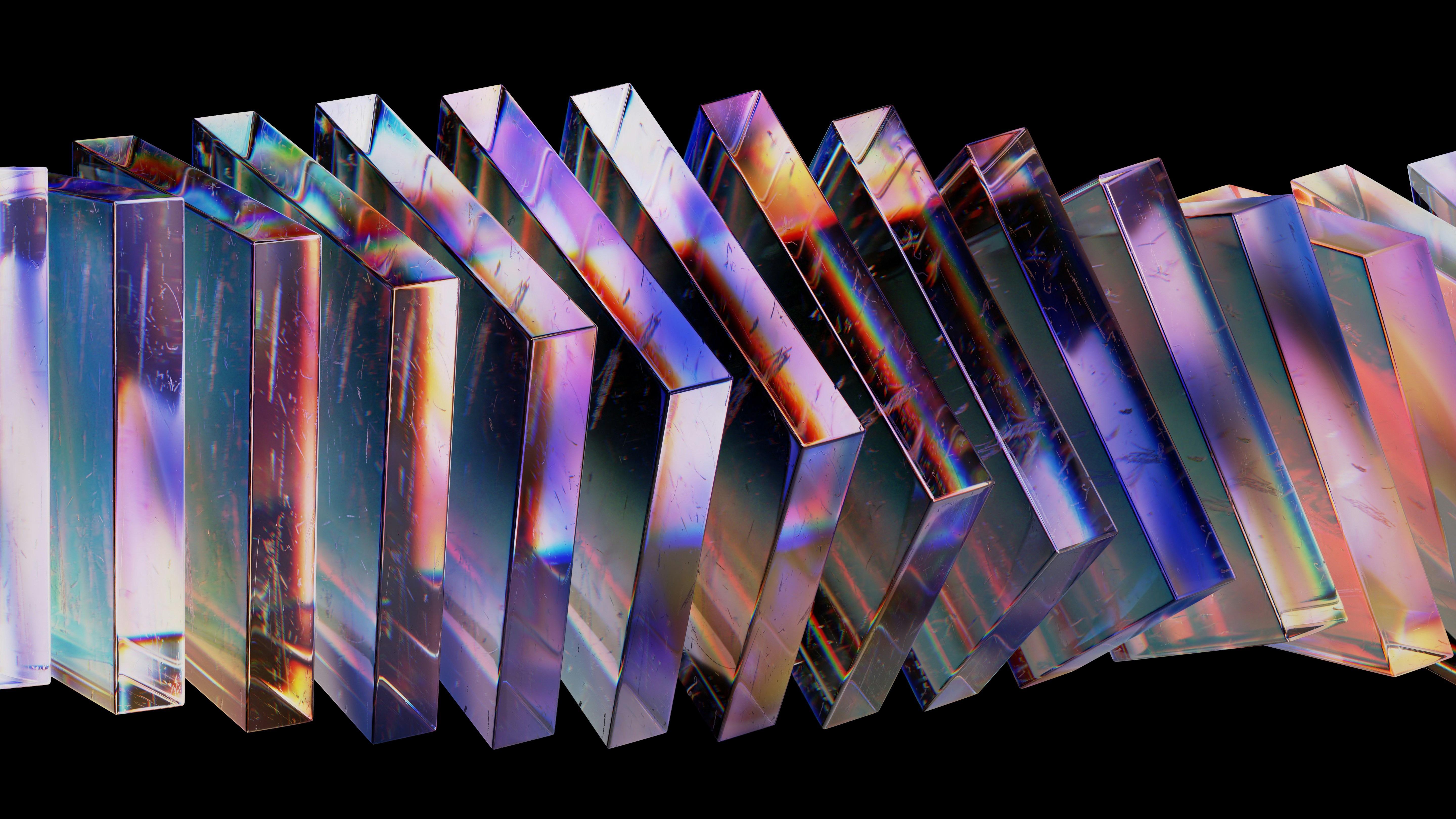 Abstract Glass Blocks with Rainbow Refractions HD Wallpaper